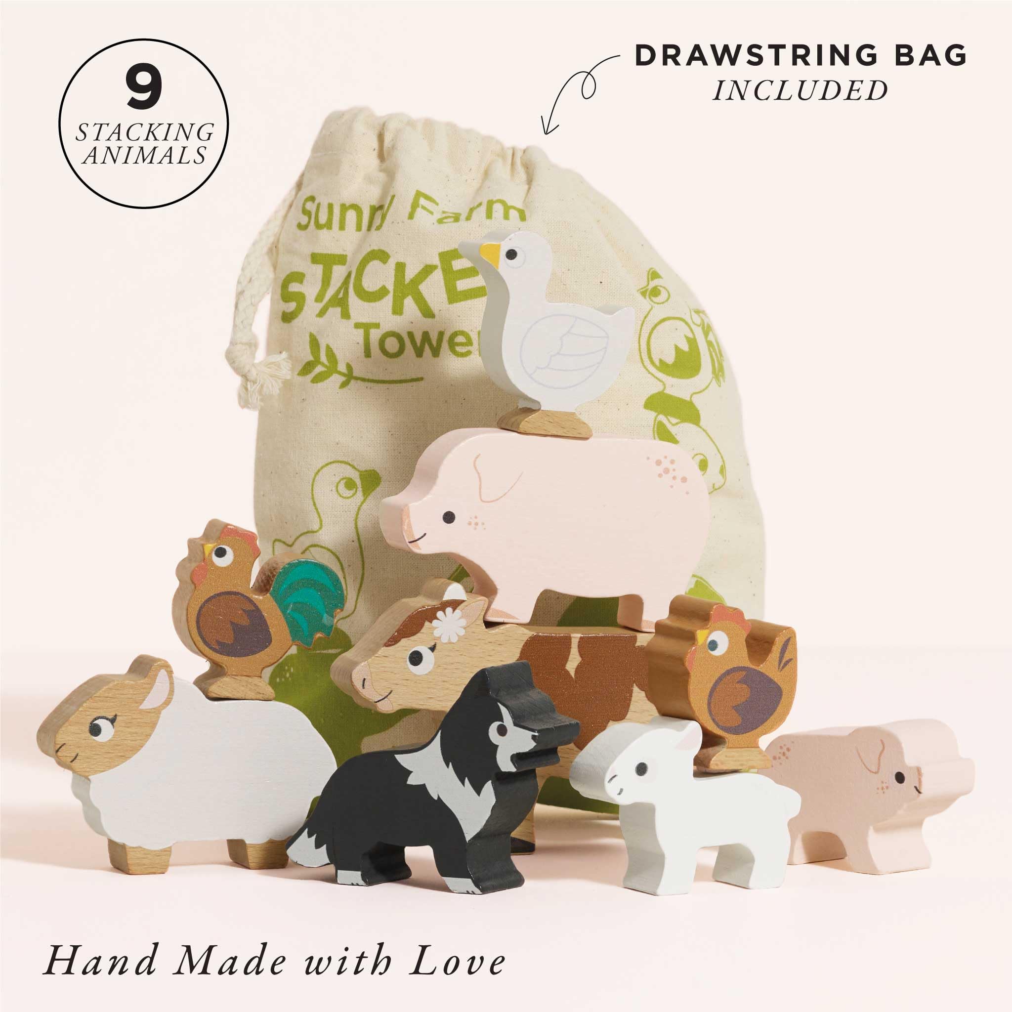 Le Toy Van Farm Animals Wooden Stacking Toy PL141 | Develops Dexterity & Coordination | Ages 18M+ 3