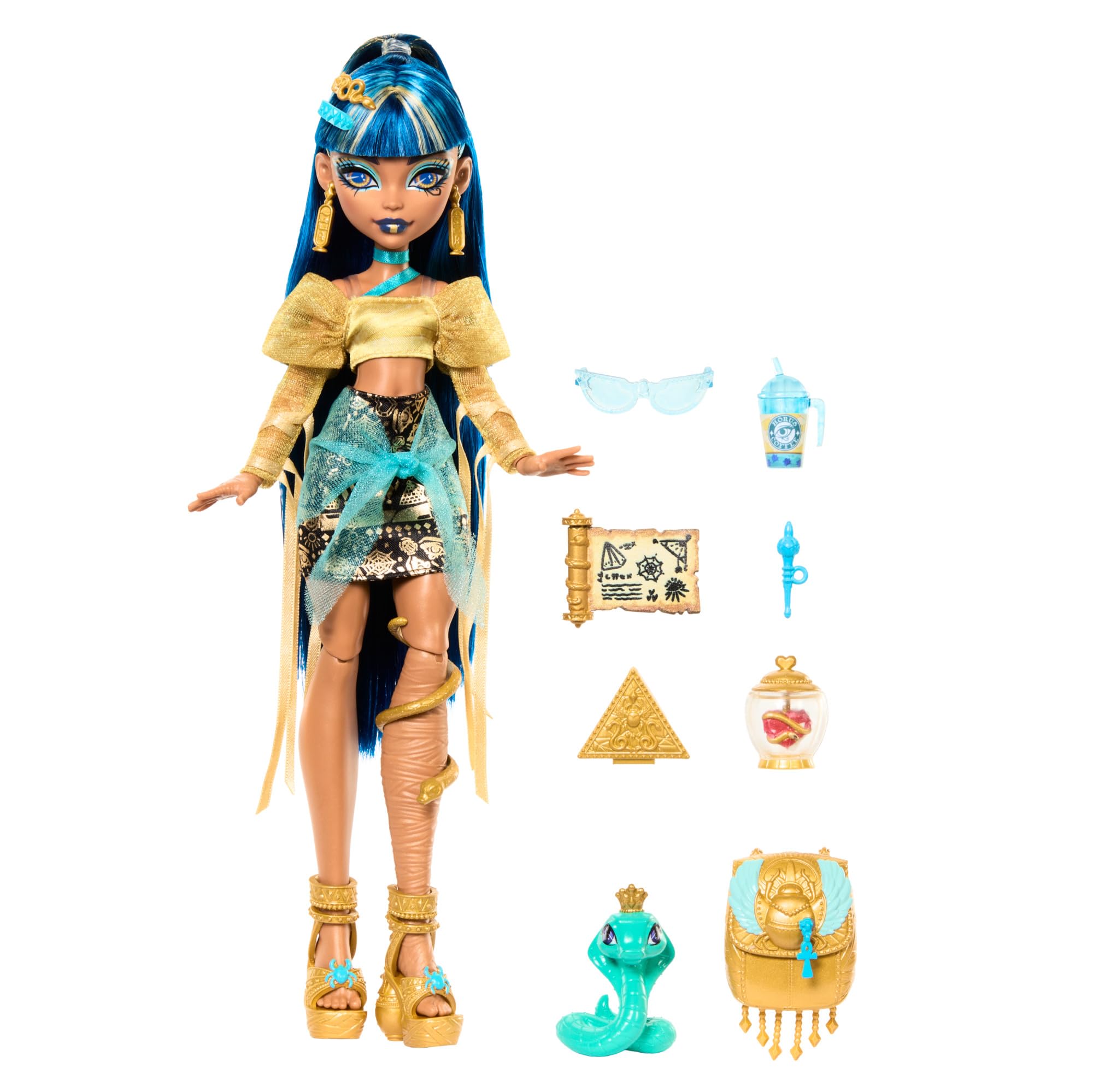 Monster High Cleo De Nile Doll - Mummy Style in Gold | 5.9 inches | Model HXH74 4