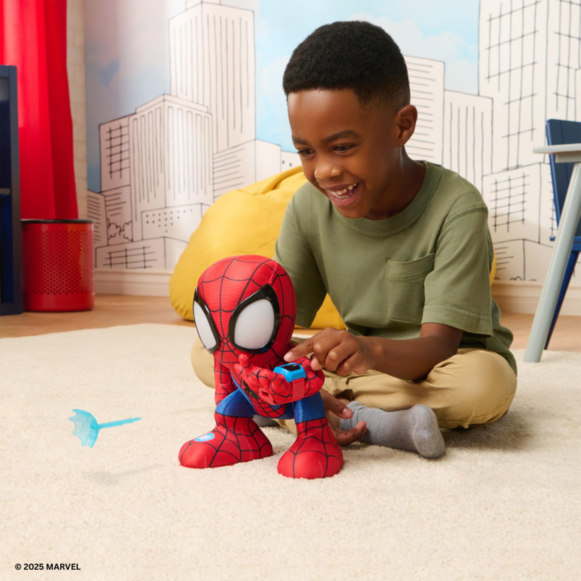 Marvel's Spidey and His Amazing Friends Amazing Flip Spidey - 12-Inch Animatronic Plush with Lights, Sounds & Web Darts 3