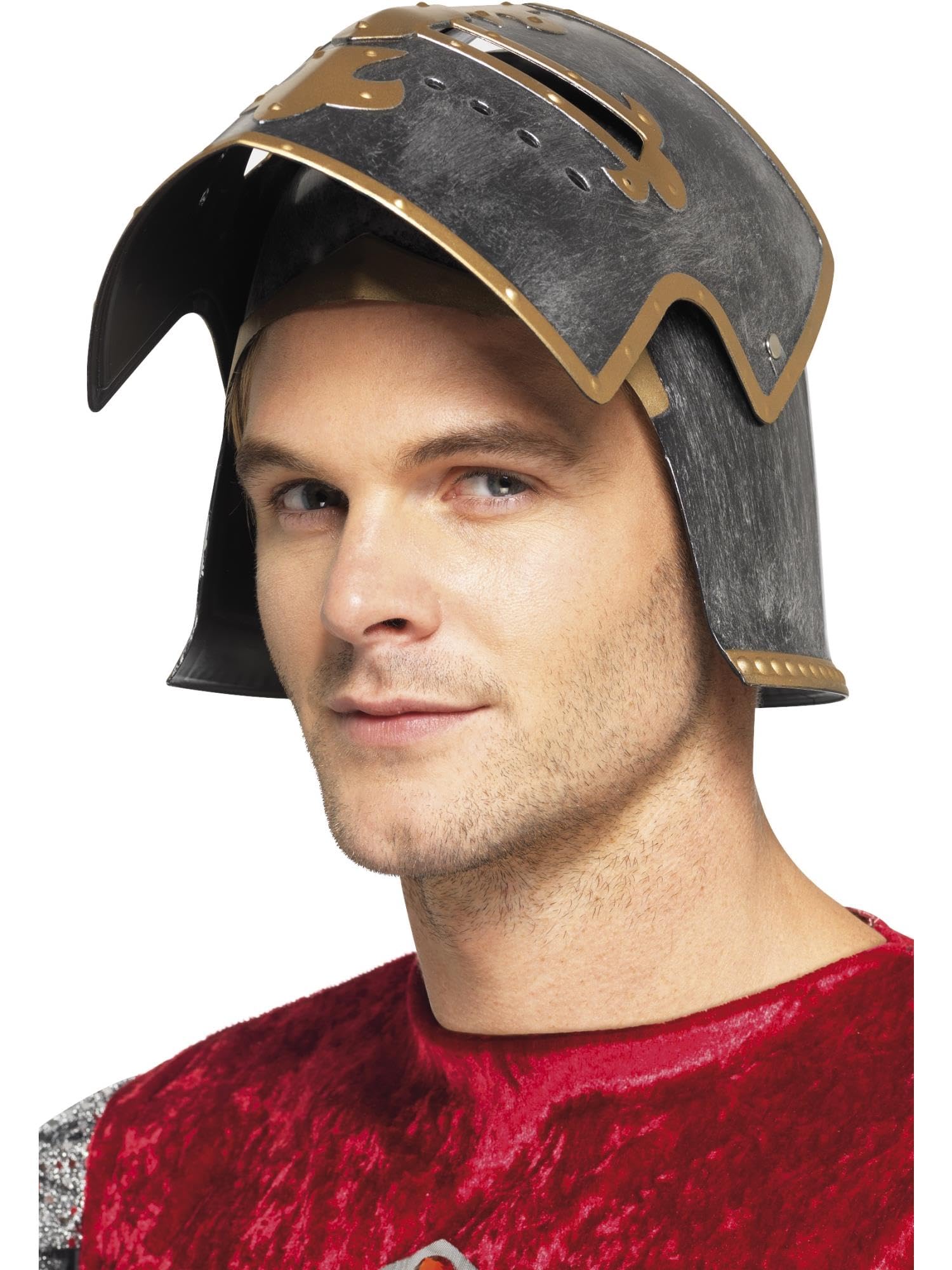Smiffys Medieval Crusader Helmet - Silver Plastic with Moveable Face Shield | One Size 4