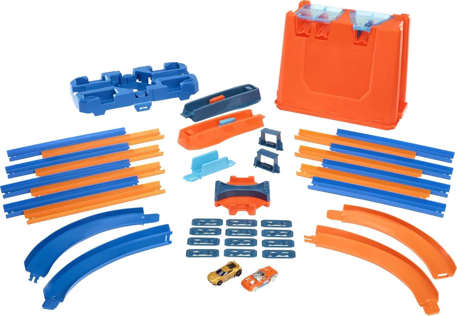 Hot Wheels GGP93 Deluxe Stunt Box - 36-Piece Track Set with Crash Zone & 2 Cars, Ages 6+ 5
