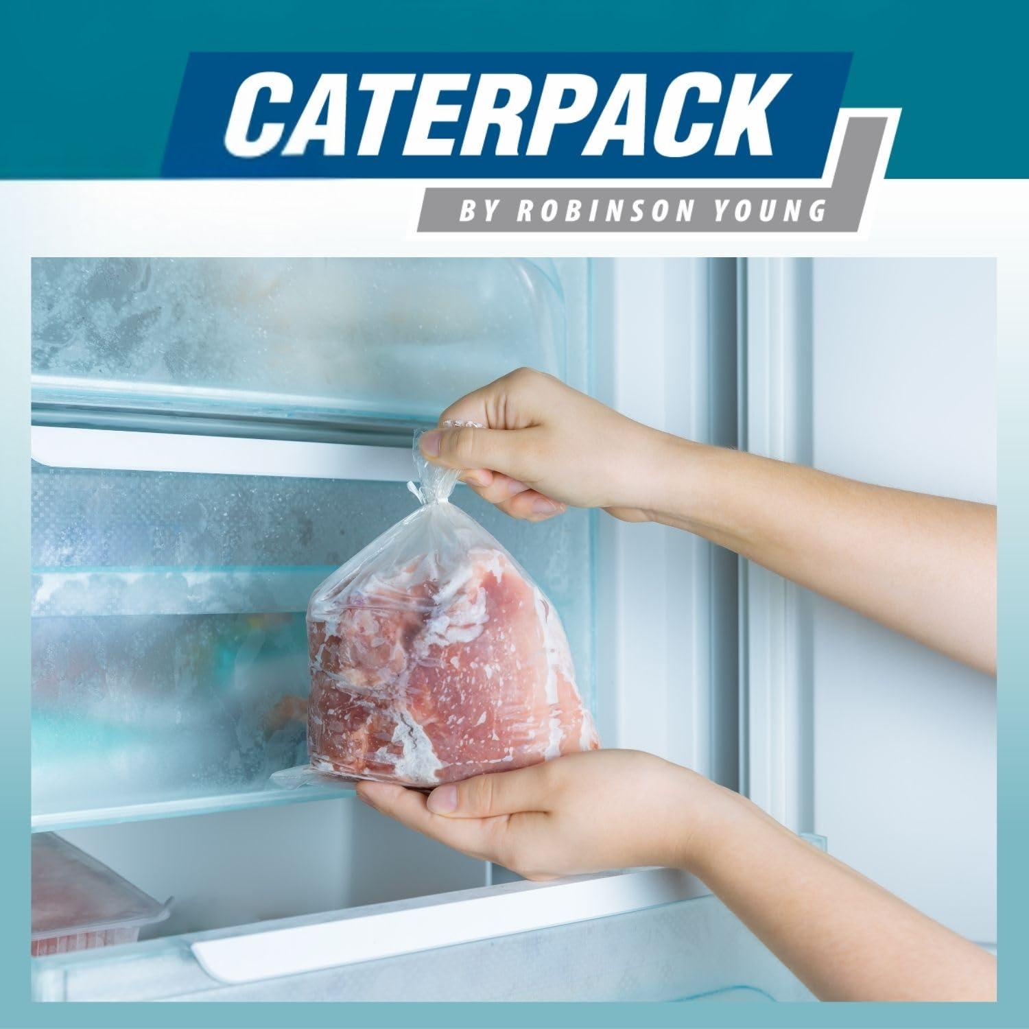 CATERPACK BY ROBINSON YOUNG Freezer Bags - 100 Pack Medium Food Storage with Twist Ties | 25cm x 38cm 4
