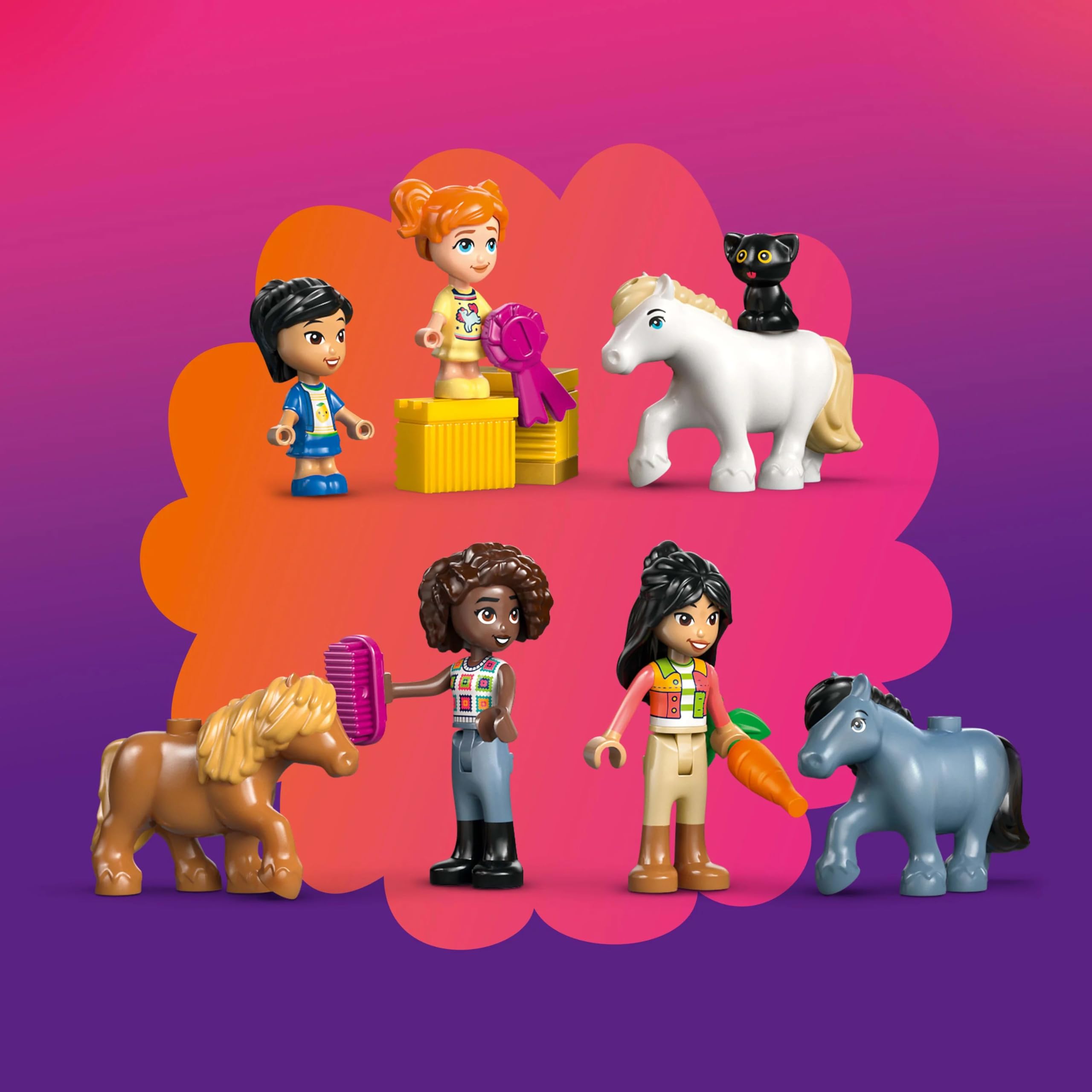 LEGO Friends Pony Ranch & Stable Toy - Building Set with 4 Mini Dolls, 3 Ponies, Cat Figure & Cart for Kids 7+ 15