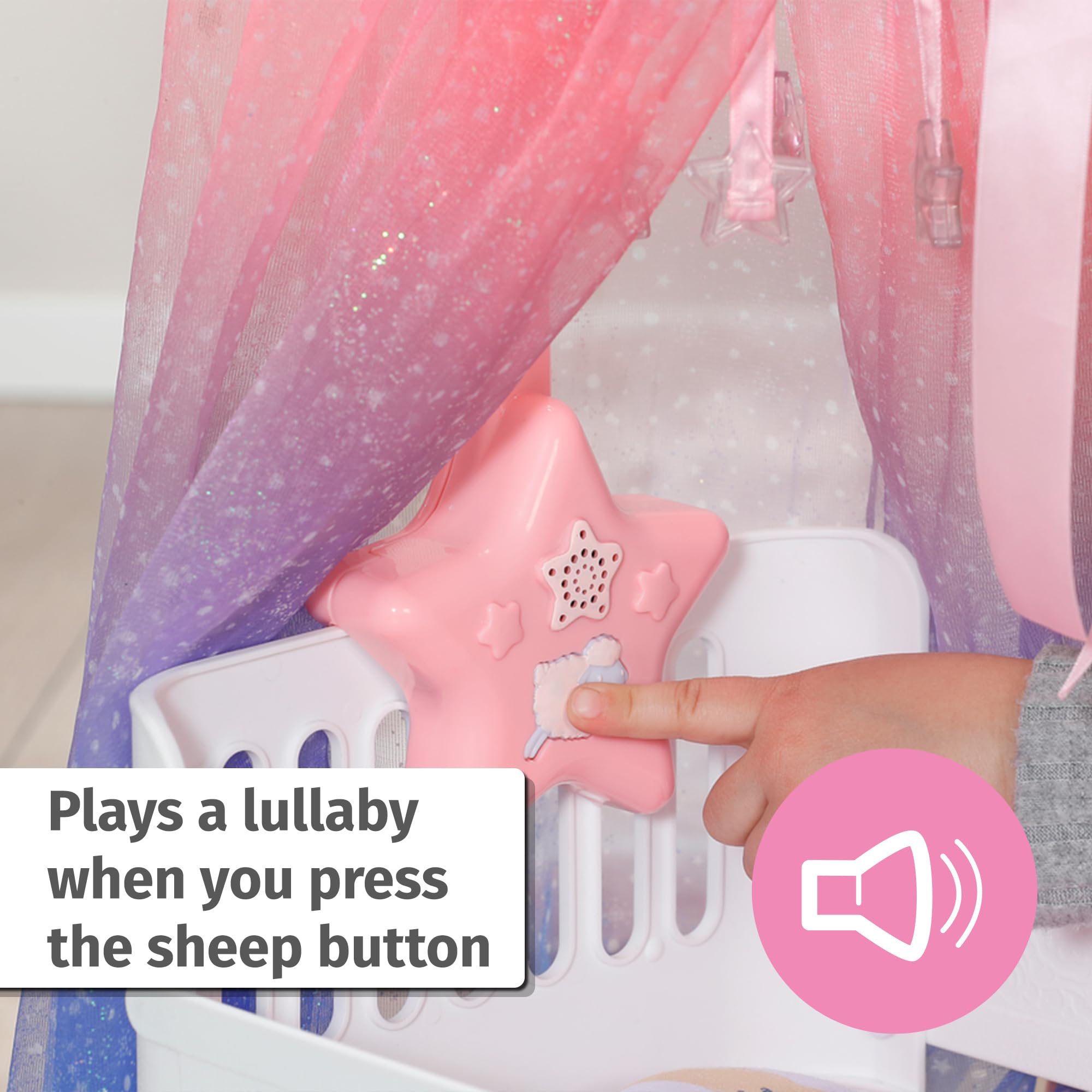 Baby Annabell Sweet Dreams Bed - Light-Up Canopy with Lullaby & Bedding Set 3