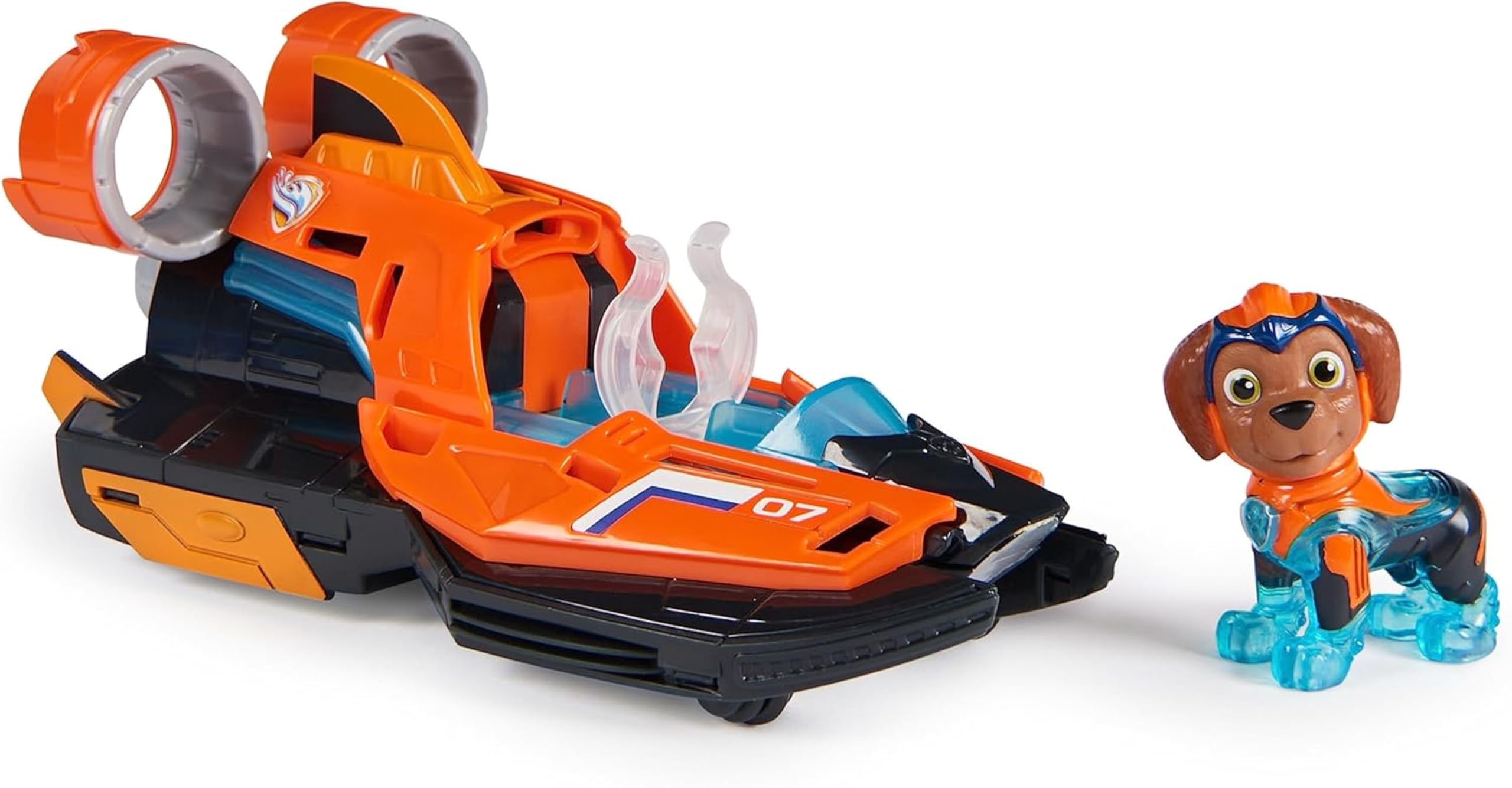 Paw Patrol: The Mighty Movie Jet Boat with Zuma Action Figure - Lights & Sounds, Ages 3+