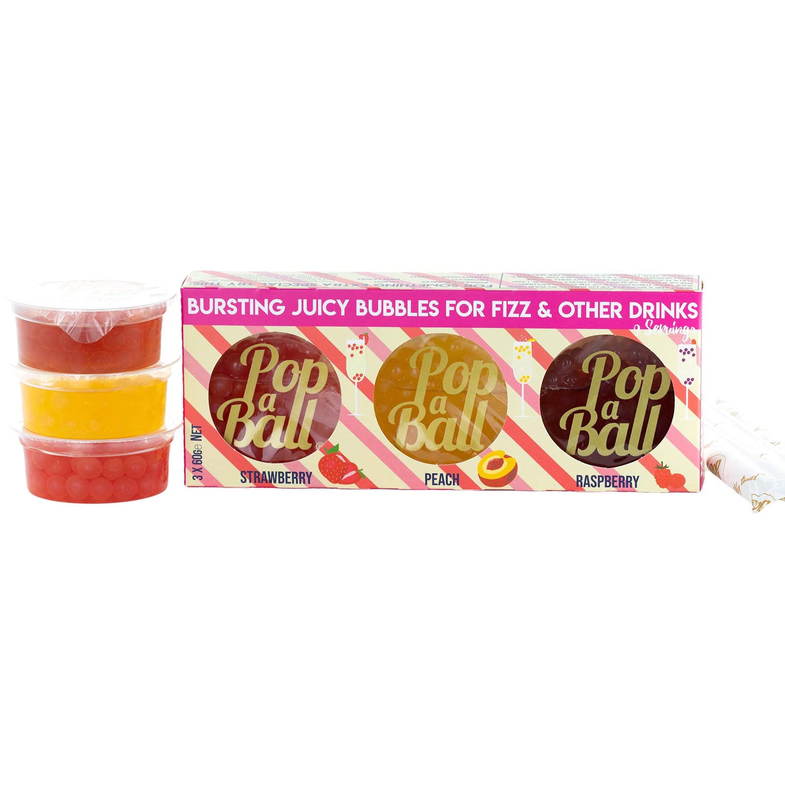 Popaball Bursting Bubbles for Prosecco, Gin & Mocktails - 3 x 60g (Strawberry, Raspberry, Peach) 8