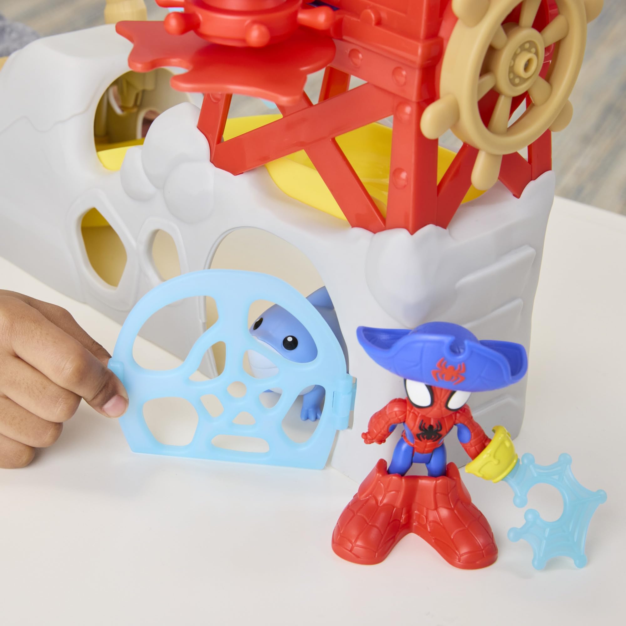 Spidey and His Amazing Friends Water-Webs Spidey Island Playset - Trapdoor Slide & Web Features for Ages 3+ 6
