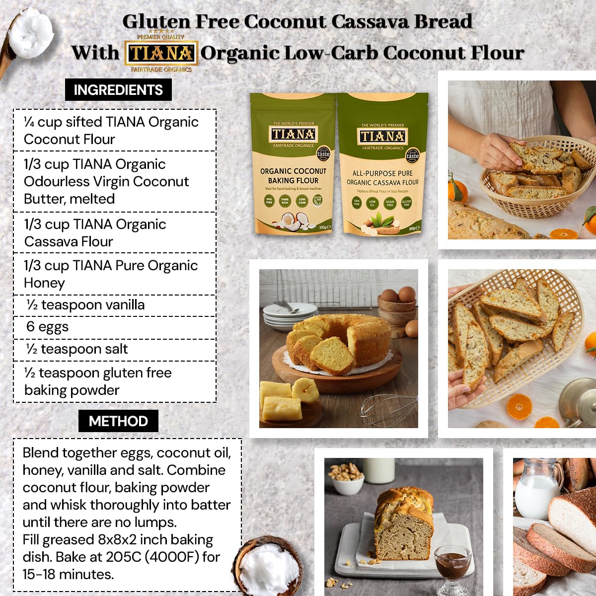 TIANA Organic Gluten-Free Cassava Flour 500g - 1:1 Wheat Flour Substitute 6