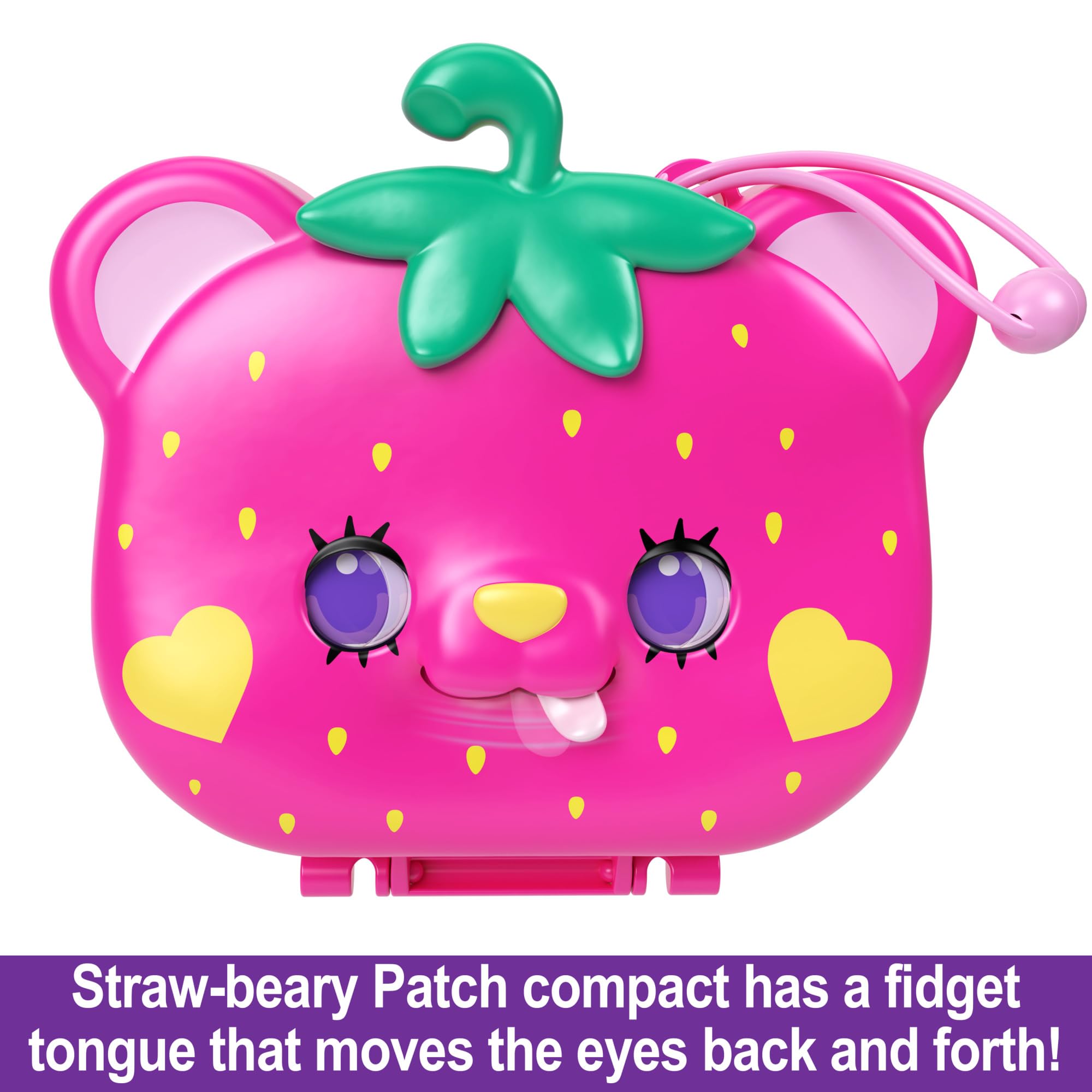 Polly Pocket Straw-beary Patch Compact Playset - 2 Micro Dolls, 12 Accessories, Fidget Exterior, Ages 4+ 3