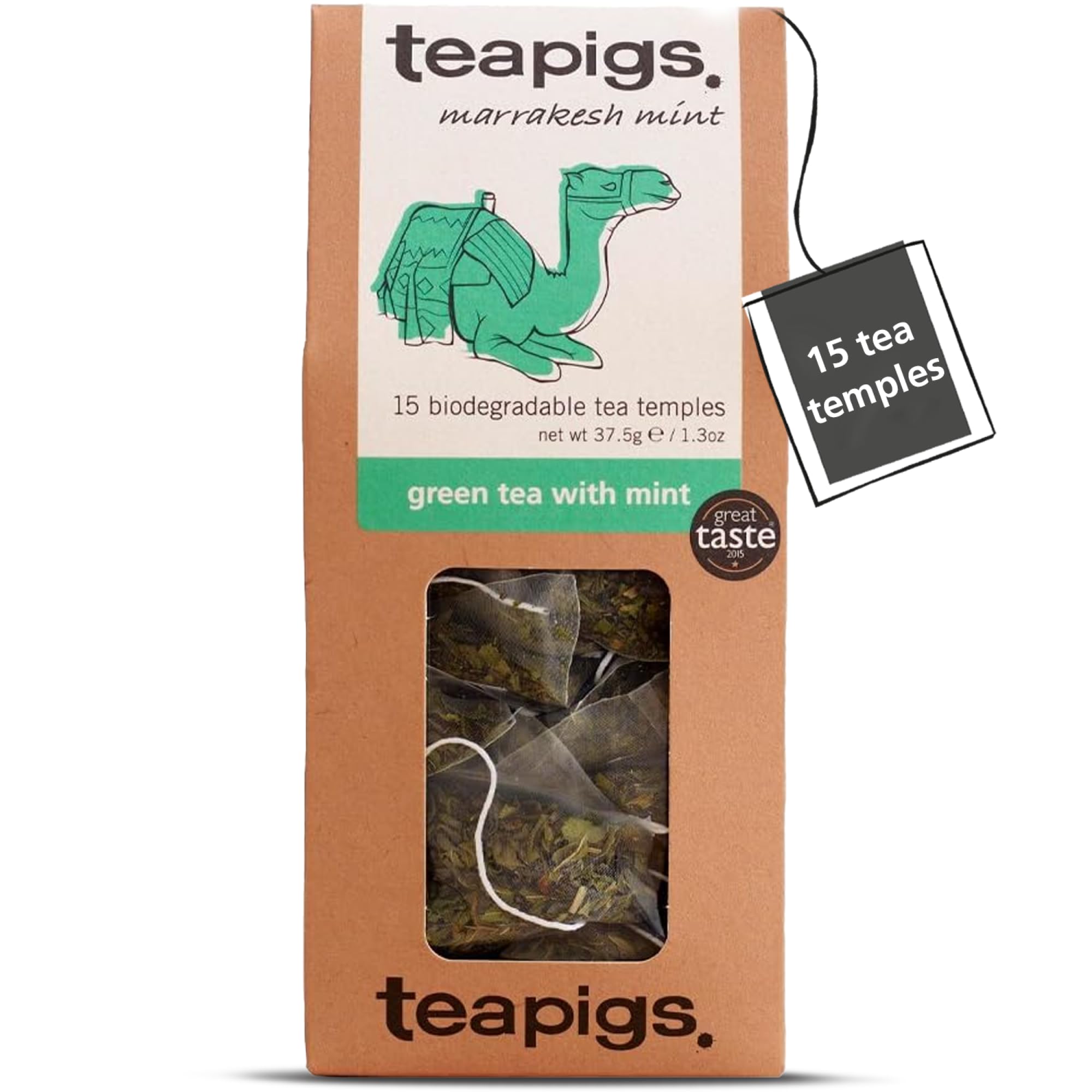 teapigs Marakesh Mint Green Tea with Mint - 15 Tea Temples - Chunmee Green Tea & Peppermint Blend