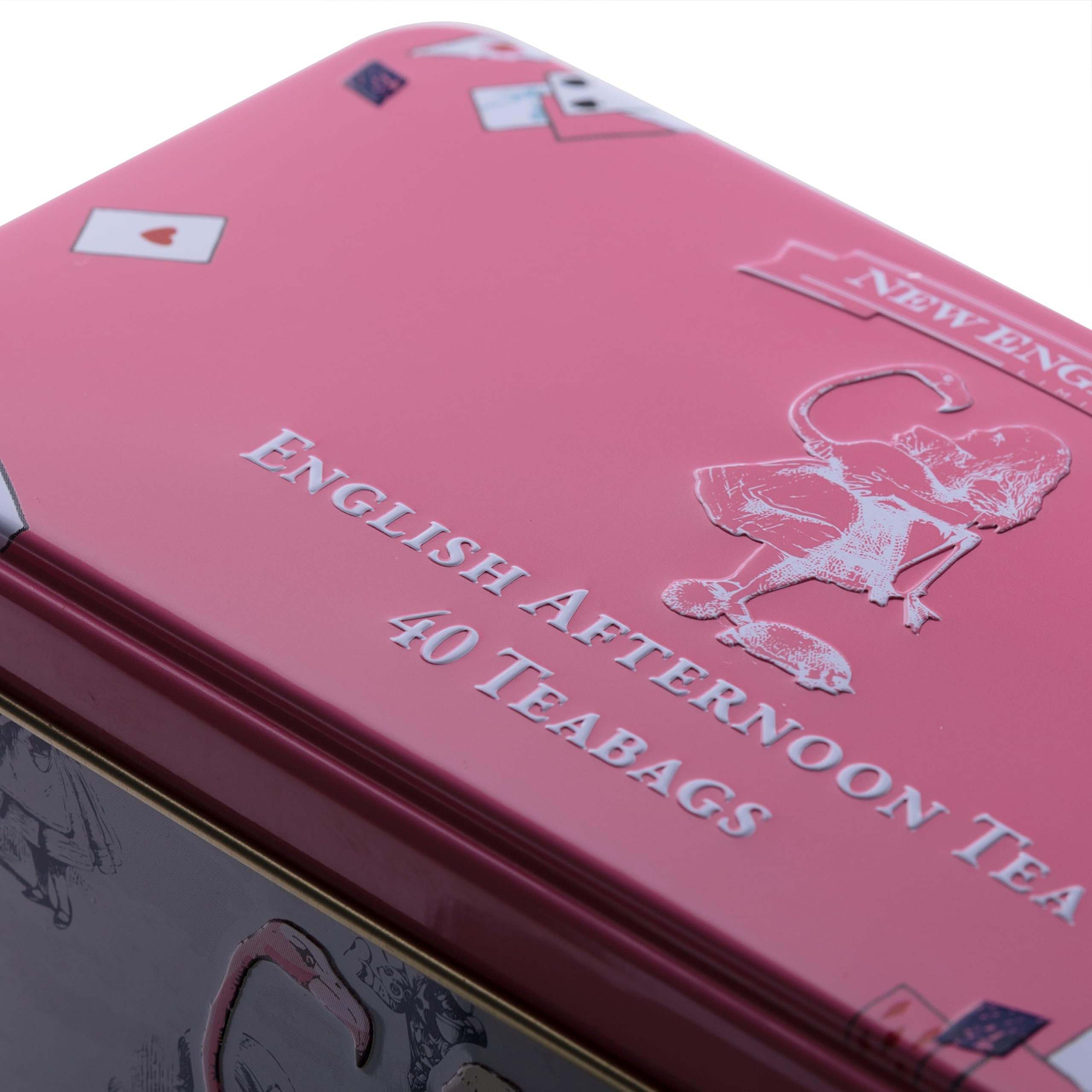New English Teas - Pink Alice in Wonderland Tea Caddy with 40 English Afternoon Tea Bags