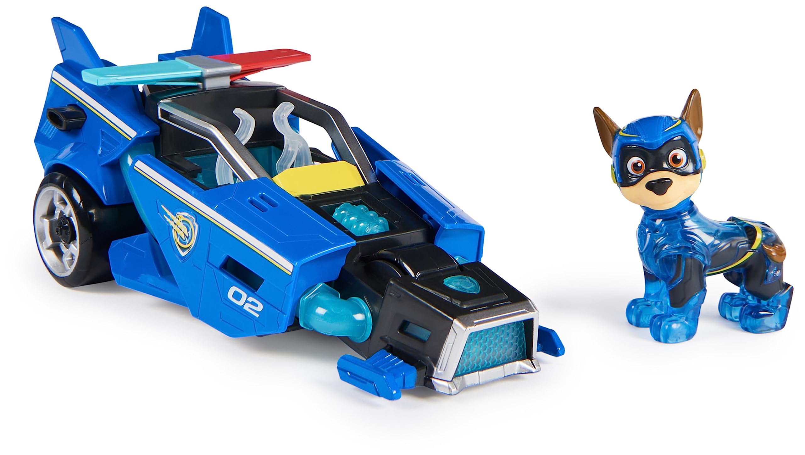 PAW Patrol: The Mighty Movie Chase Mighty Pups Toy Car with Light-Up Action Figure, Lights & Sounds - Vehicle Playset for Kids 3+