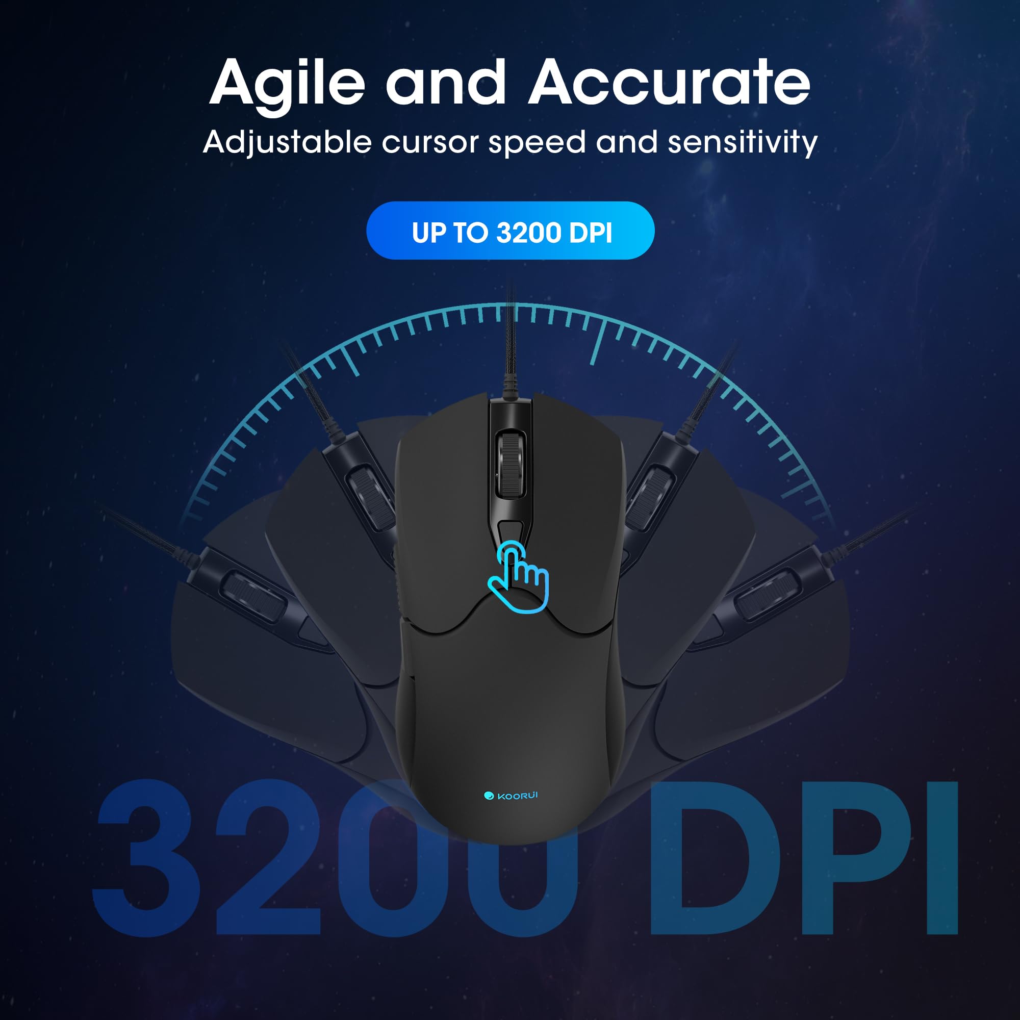 KOORUI Kabelgebundene Gaming-Tastatur und Maus-Kombination, Machanica mit 104 Tasten in voller Größe 3