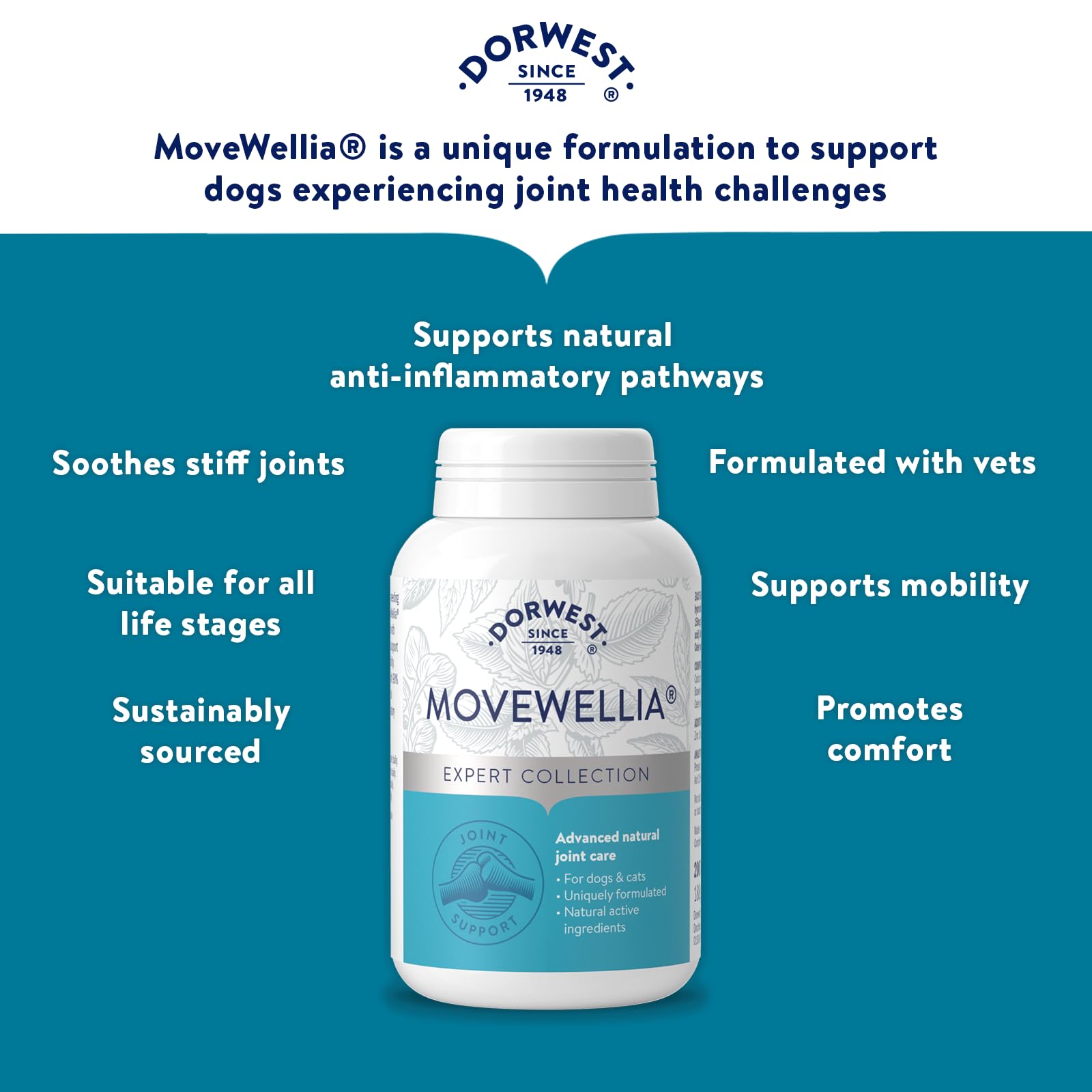 DORWEST HERBS MoveWellia Joint Care Supplement for Dogs and Cats - 200 Tablets 3