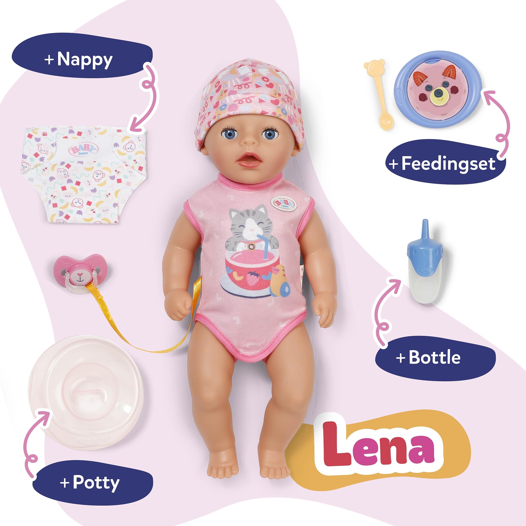 BABY born Lena Doll - 36 cm with 7 Mechanical Functions | Ages 1+