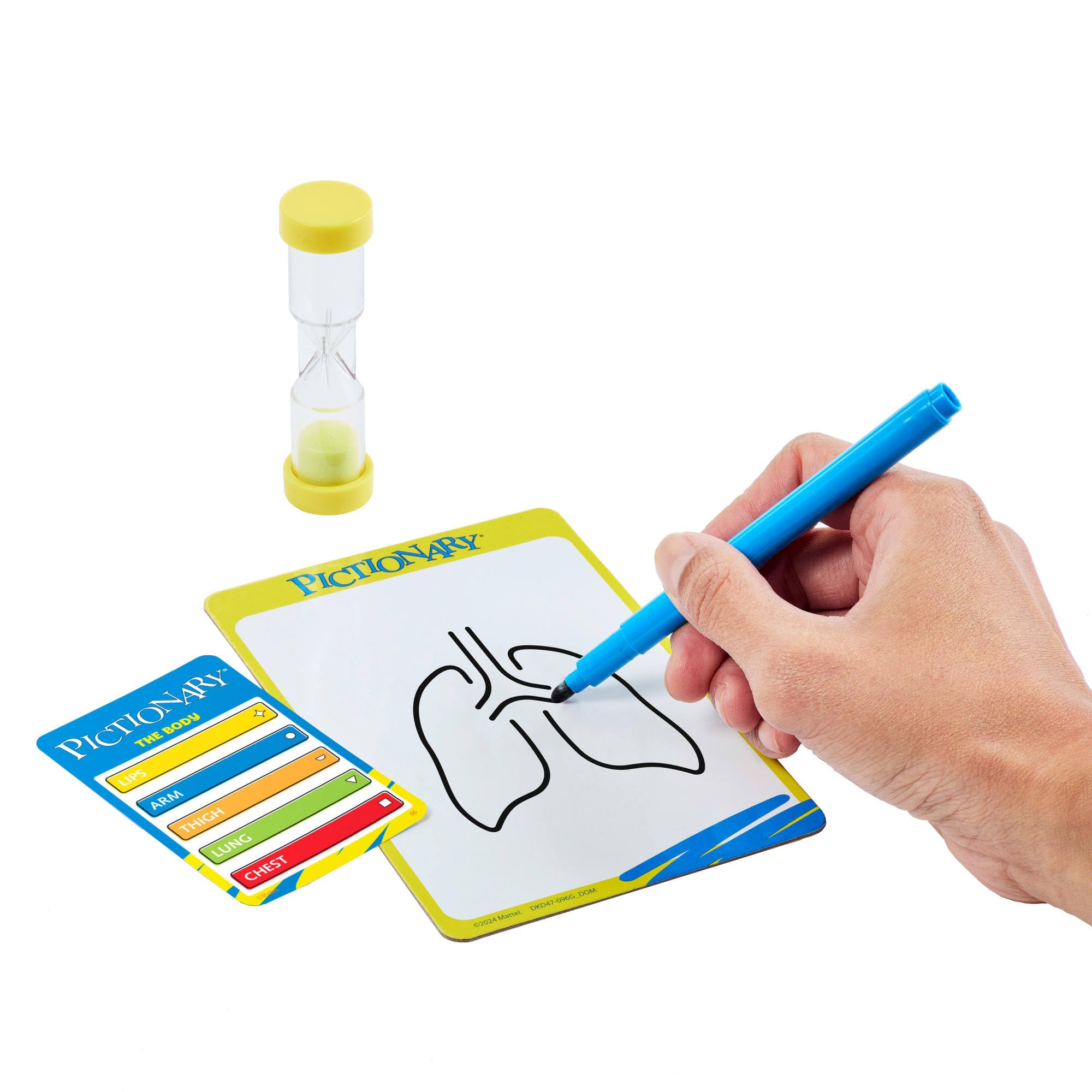 Mattel Games Pictionary Family Board Game for Kids and Adults with Erasable Markers, Boards, Sand Timer, JDX96 4