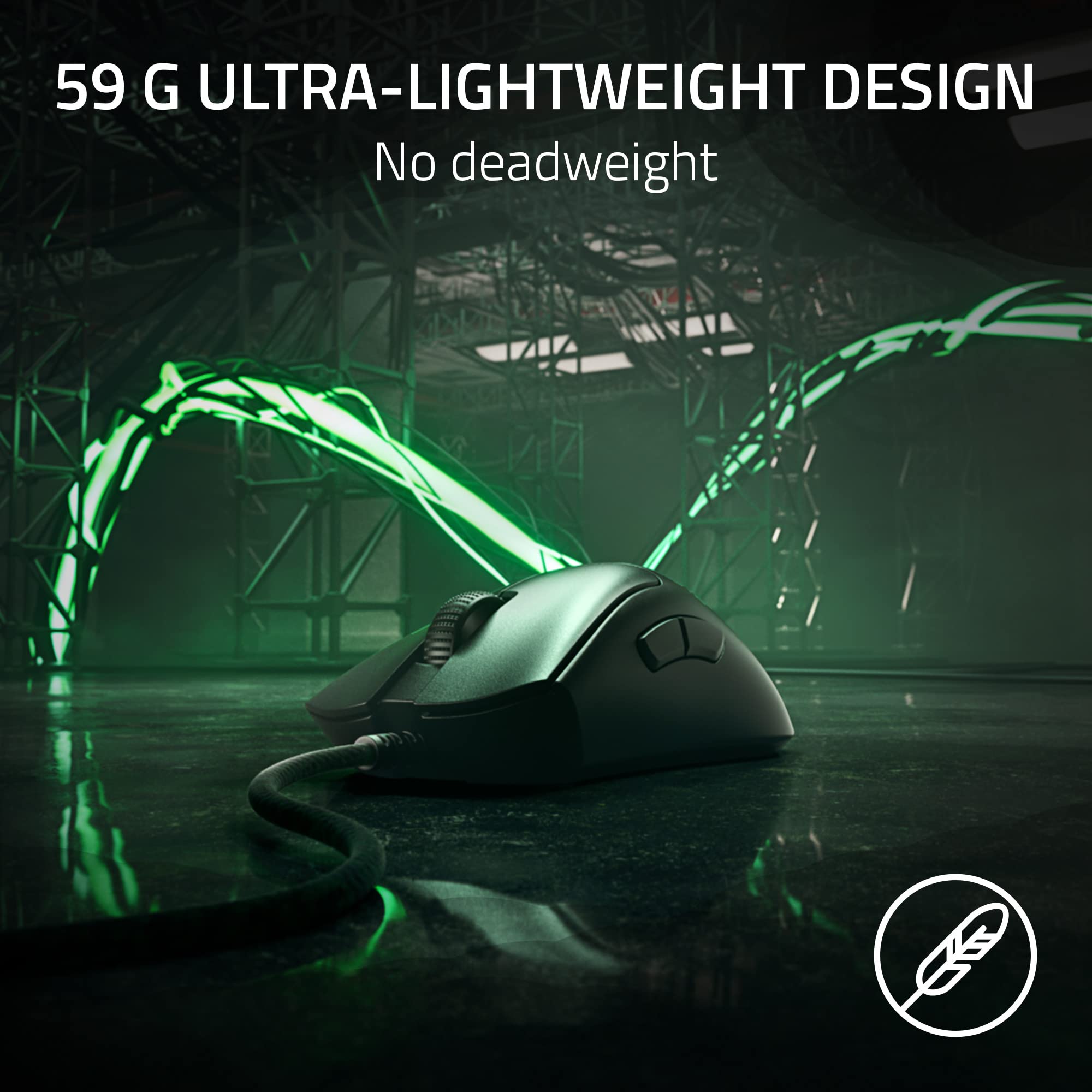 Razer DeathAdder V3 Wired Gaming Mouse: 59g Ultra Lightweight - Focus Pro 30K Optical Sensor - Fast Optical Switches Gen-3-8K Hz HyperPolling-6 Programmable Buttons -Ergonomic -Speedflex Cable- Black 8