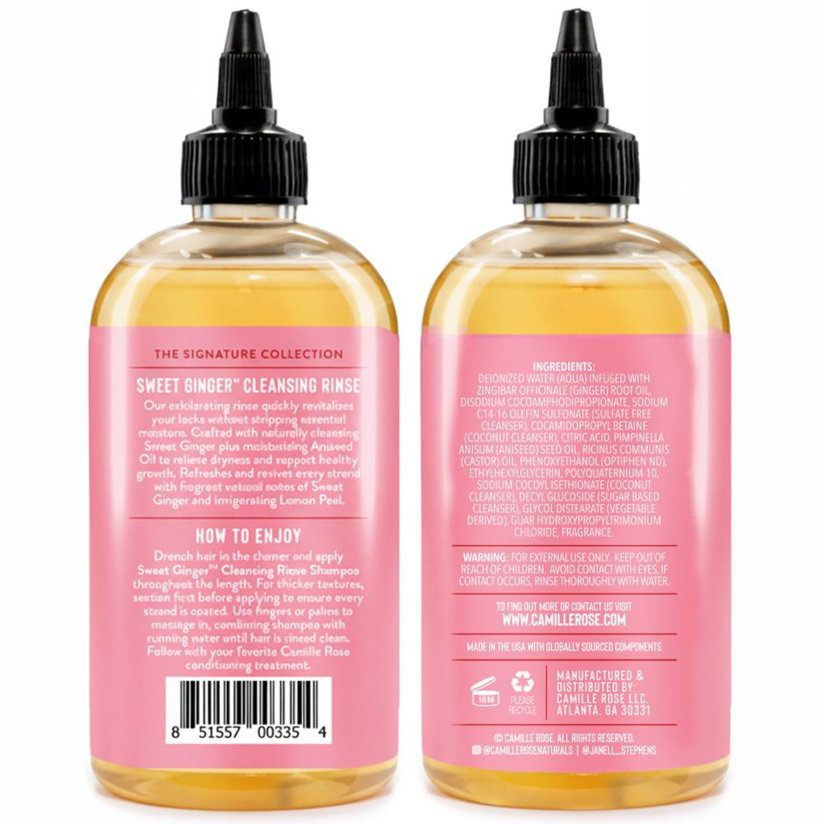 Camille Rose Sweet Ginger Cleansing Rinse - Sulphate-Free, Moisturizing Shampoo for All Hair Types | 12 fl oz