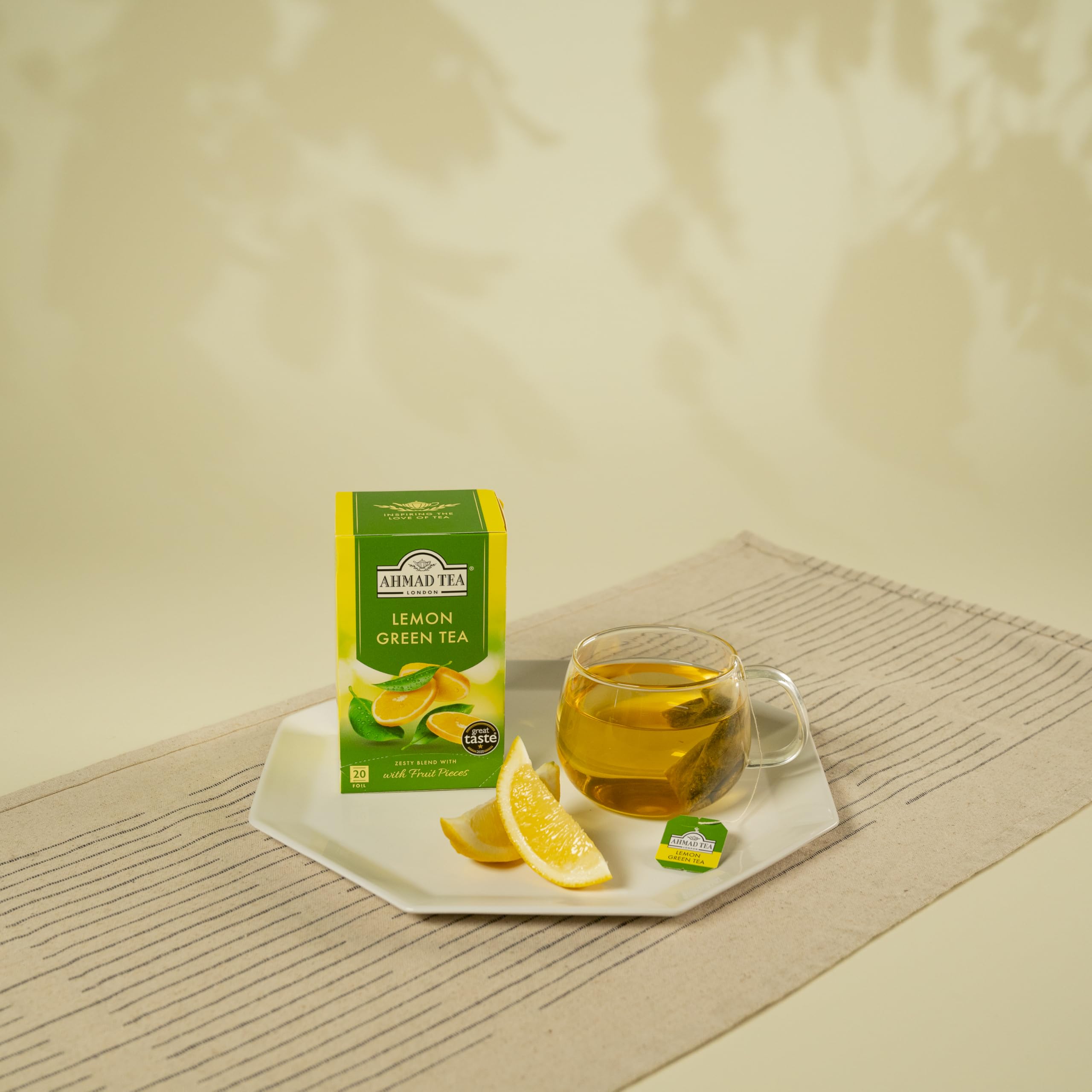 Ahmad Tea Lemon Vitality Green Tea | 20 Individually Foil-Wrapped Teabags | Fresh Citrus Green Tea Blend