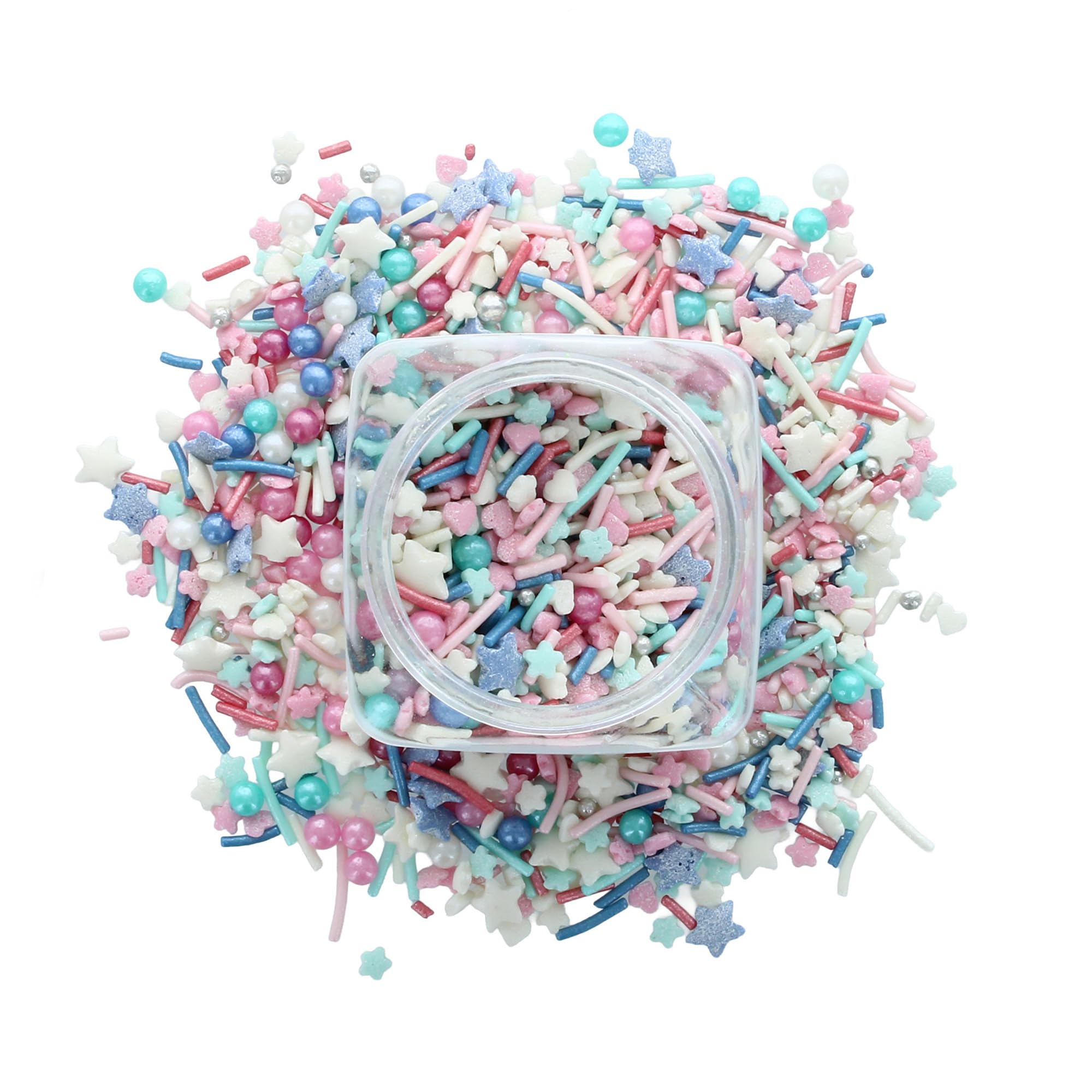 Baked With Love Party Fun Sprinkles - Blue, Pink & White Sugar Mix | 90g Resealable Bottle 3
