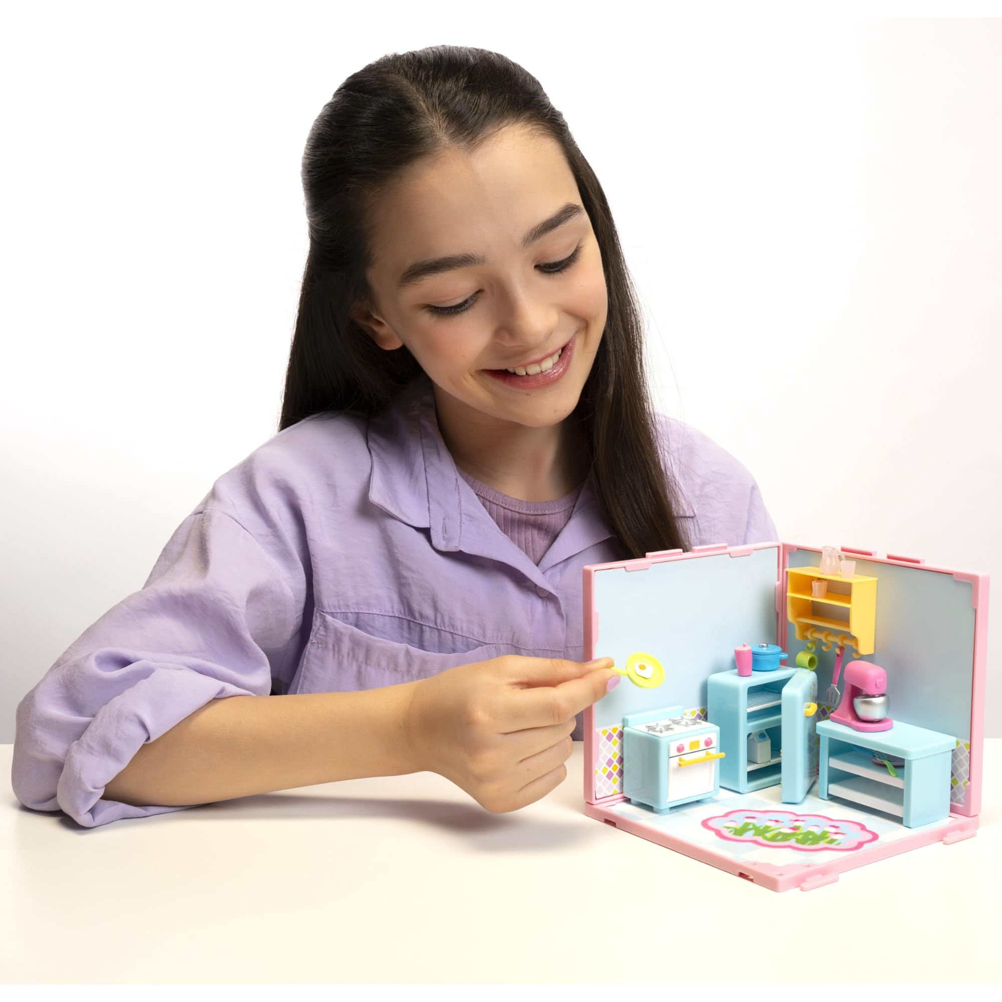 Goliath Suite Spaces - Kitchen Set | Modular Playroom for 3-4" Dolls, 20-Piece Buildable Set