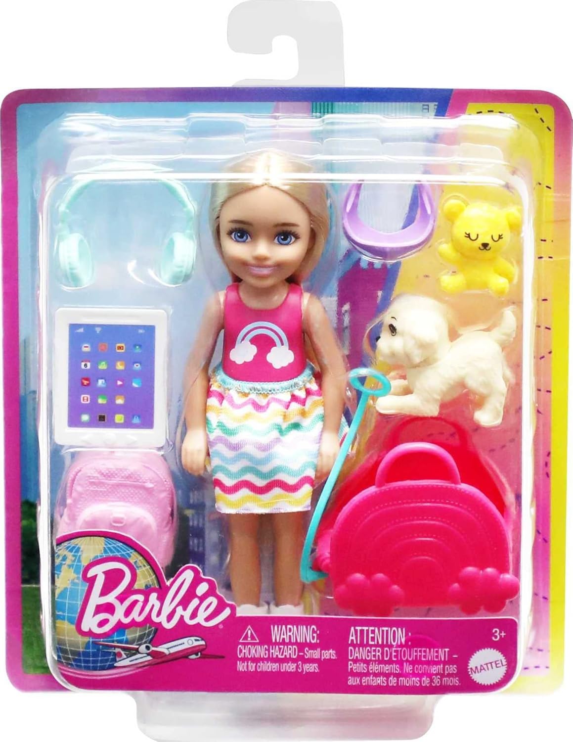 Barbie Chelsea Doll & 6 Accessories - Travel Playset with Puppy, Pet Carrier & Backpack for Ages 3+ 6