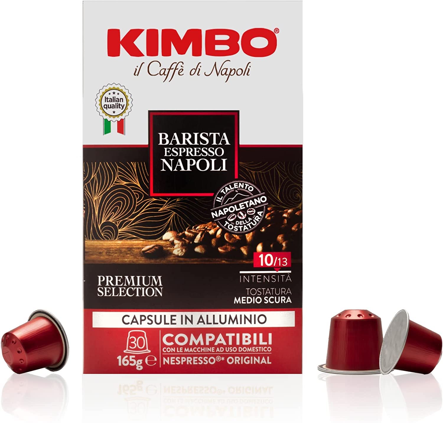 Kimbo Espresso Napoli Coffee Capsules (30-Pack) | Medium Dark Roast | 80% Arabica 20% Robusta | Nespresso Compatible
