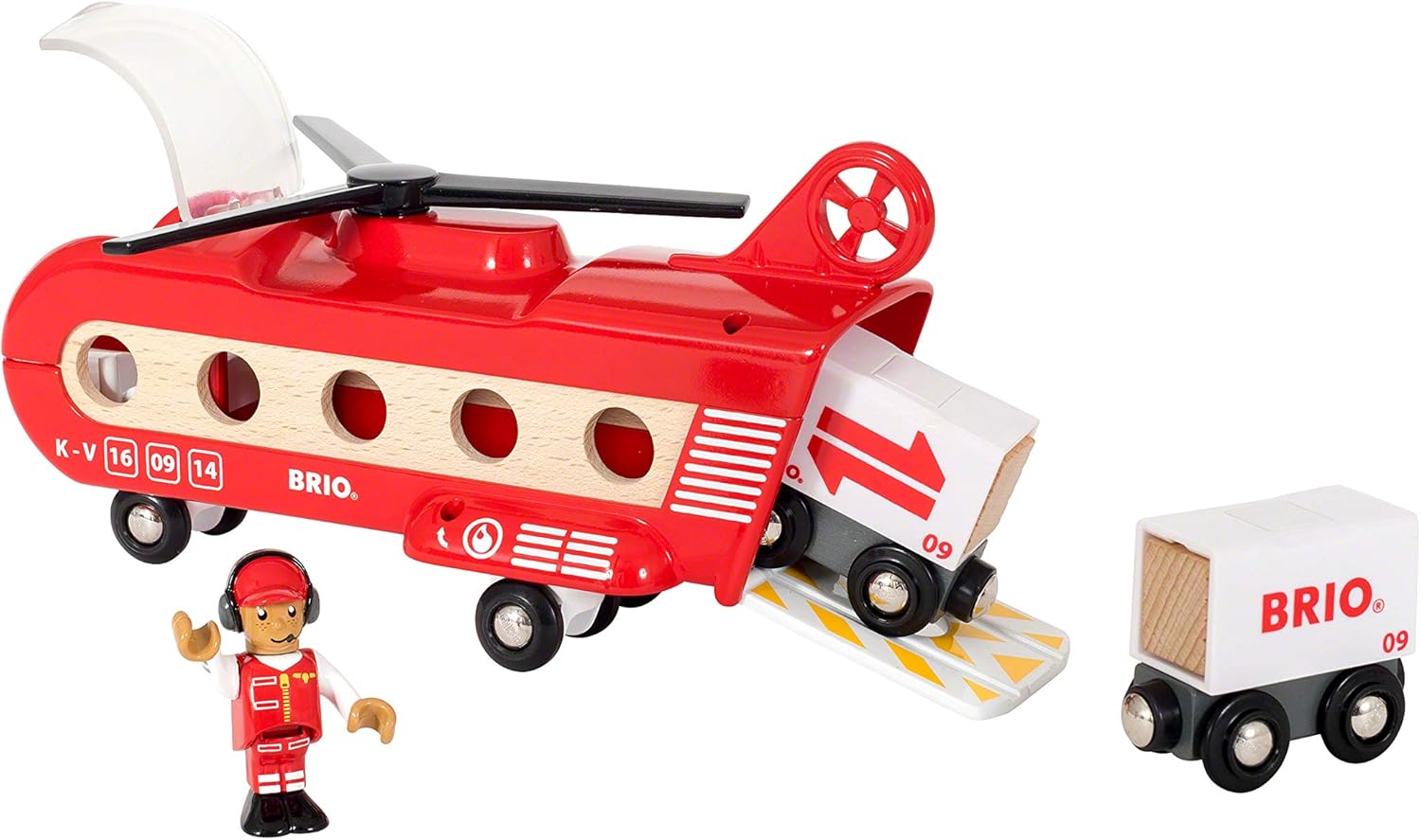BRIO World Airport Cargo Transport Helicopter Playset with Magnetic Couplings for Ages 3+ 11