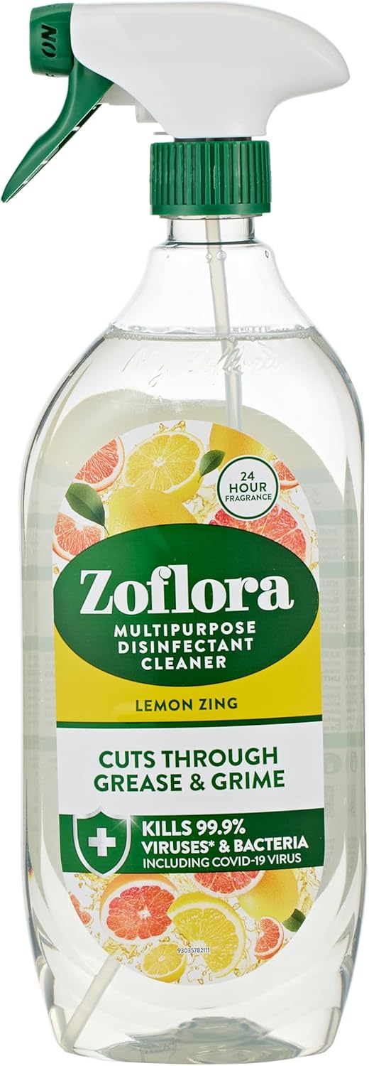 Zoflora Lemon Zing Multipurpose Disinfectant Spray, 800ml Antibacterial Multi-Surface Cleaner