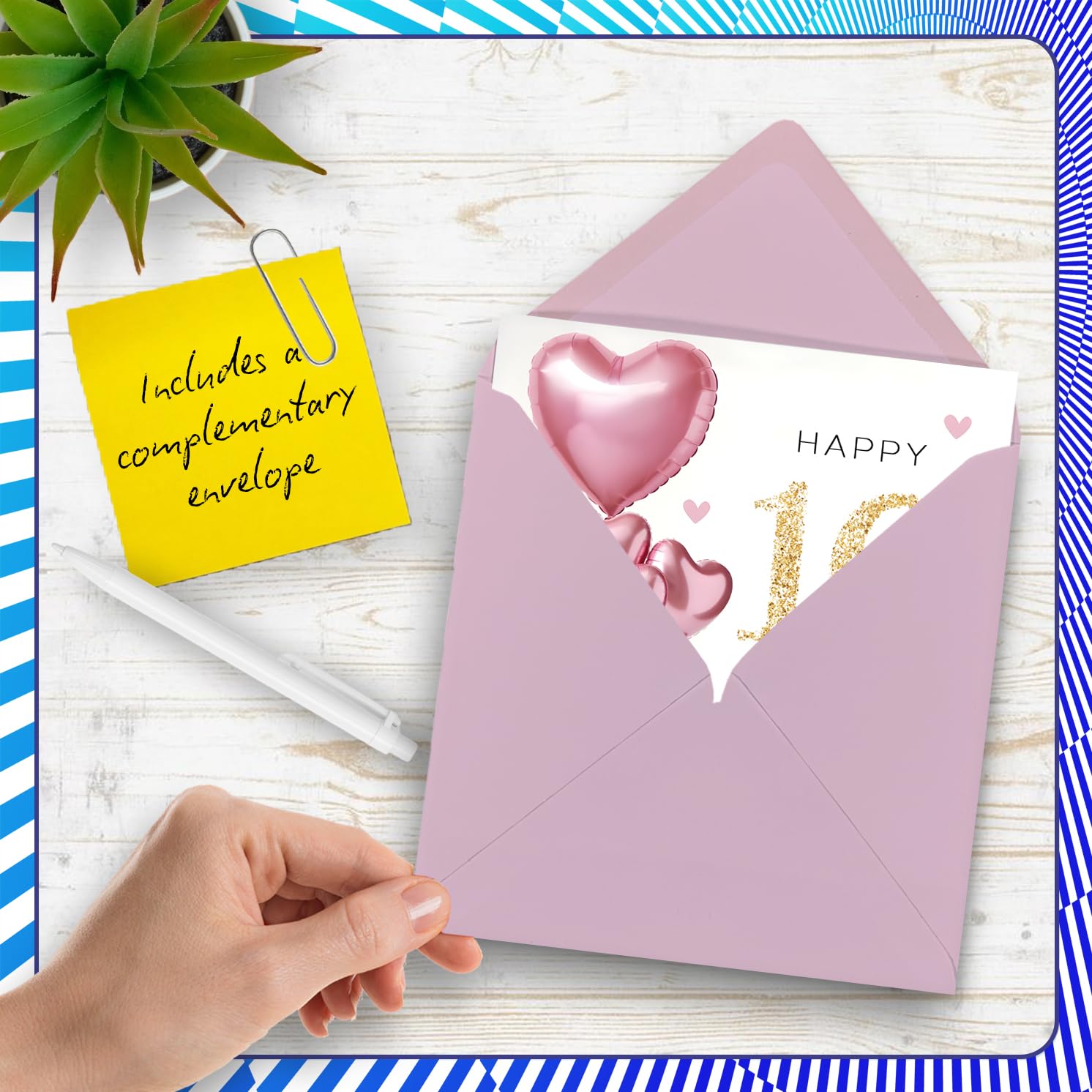 Stuff4 16th Birthday Card for Girls - Pink Glitter Balloons Design | 145mm Square 5