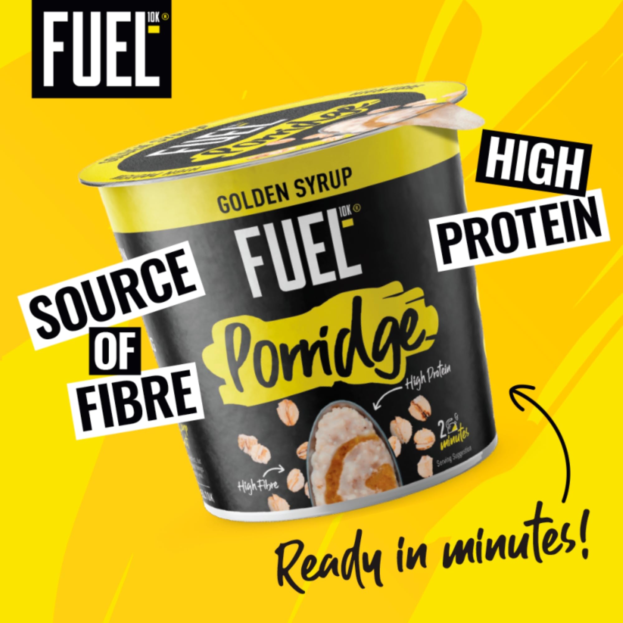 FUEL10K Golden Syrup High Protein Porridge Oat Cereal Pot - 8 x 70g 5
