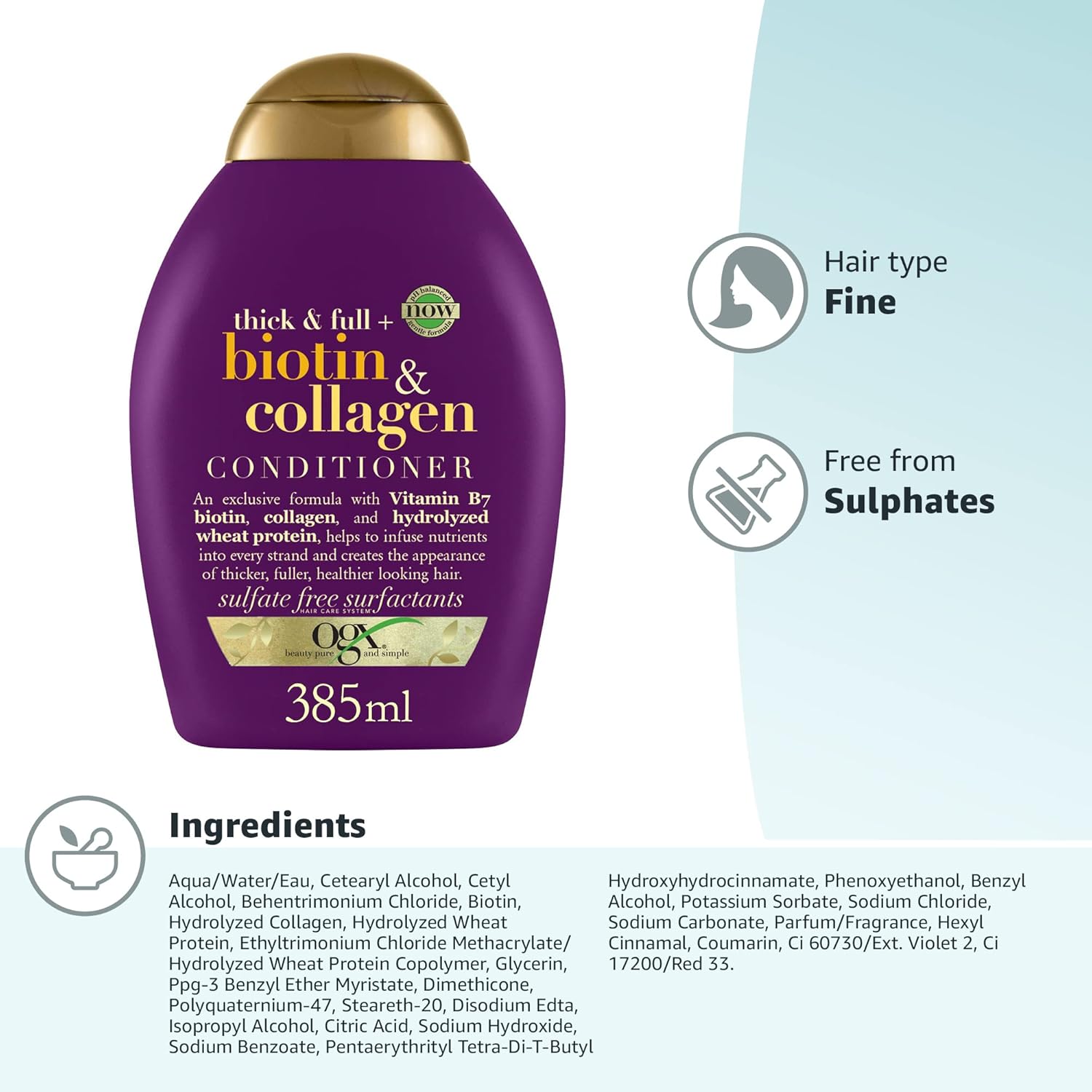 OGX Biotin and Collagen Hair Thickening Conditioner (385ml) 5