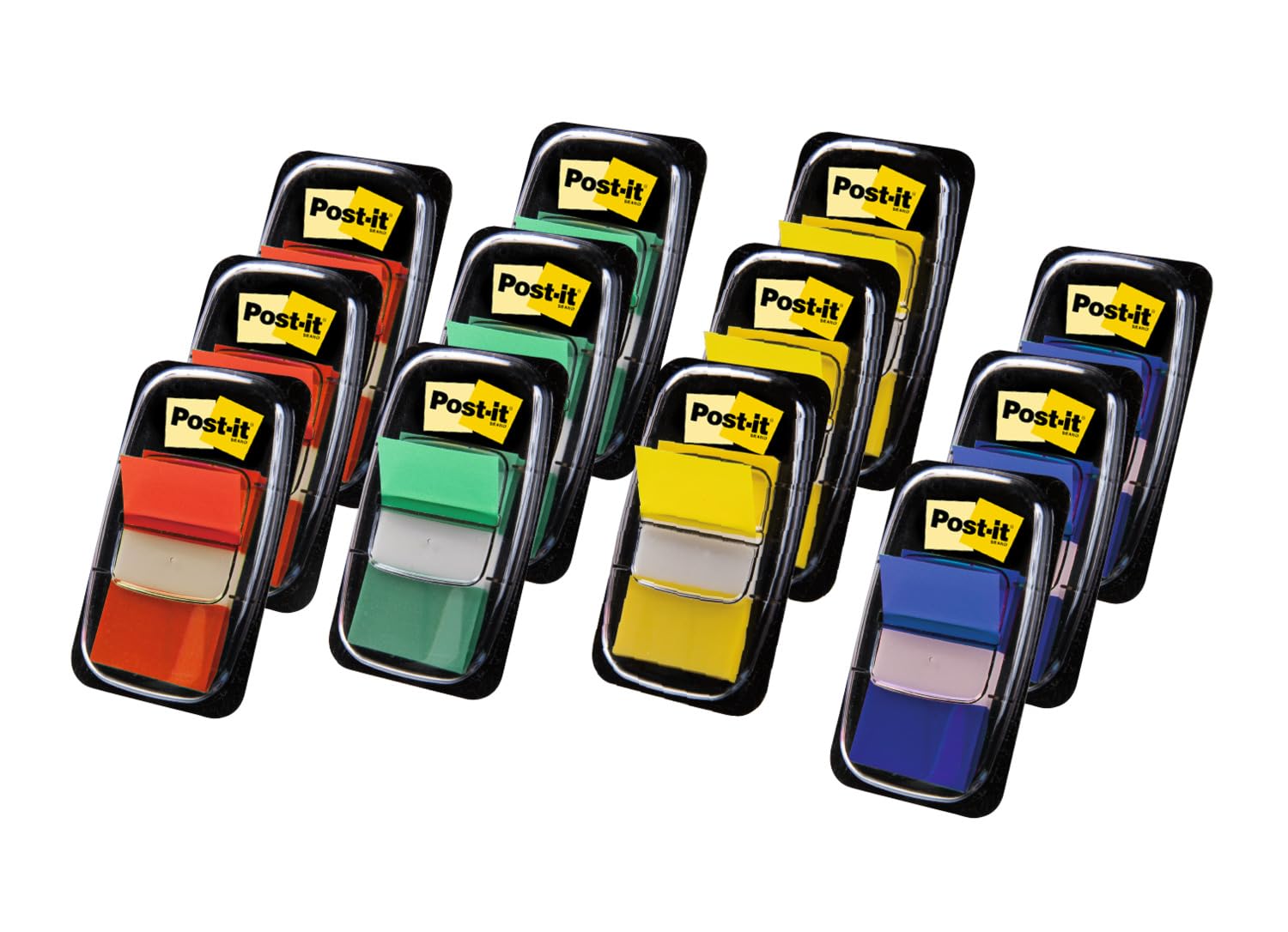 Post-it Index Flags - Medium, Assorted Colours, 10 + 2 FREE Dispensers | Repositionable 1