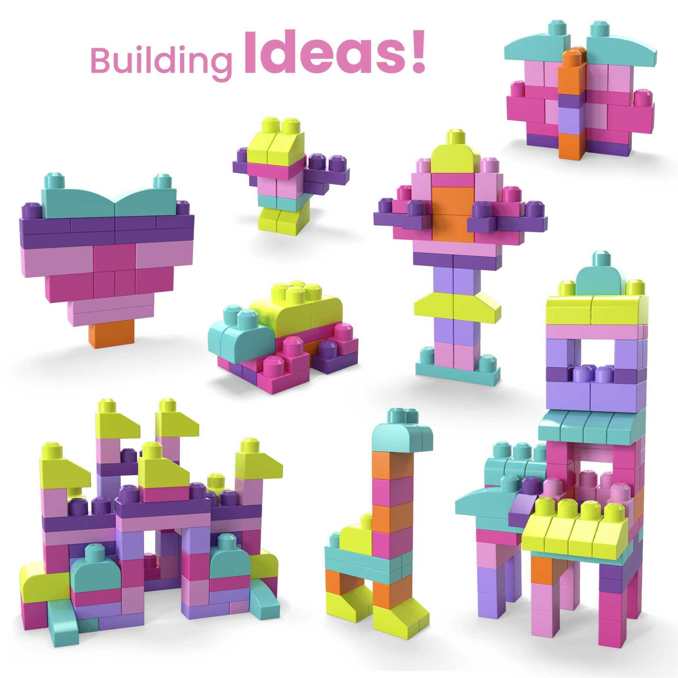 Mega Bloks First Builders Big Building Bag - 80-Piece Pink Building Set for Toddlers 11