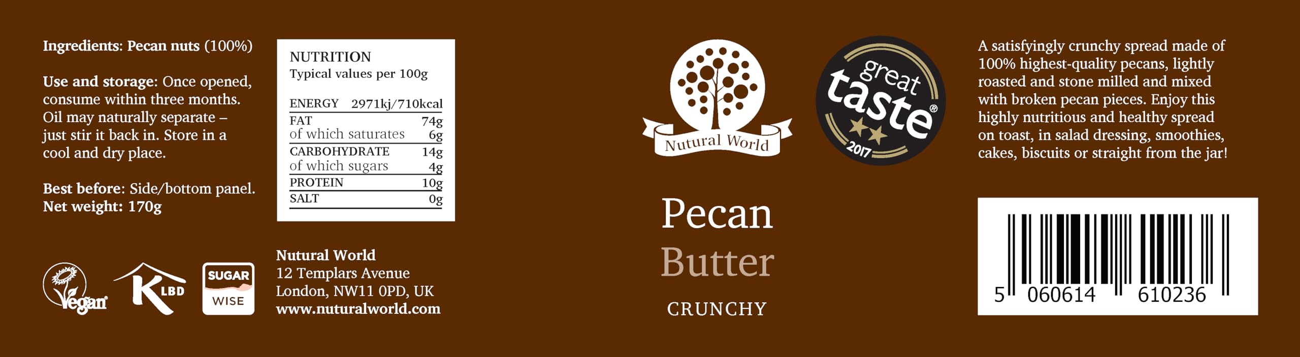 Nutural World – Knusprige Pekannussbutter (170 g) – Gewinner des Great Taste Award 5