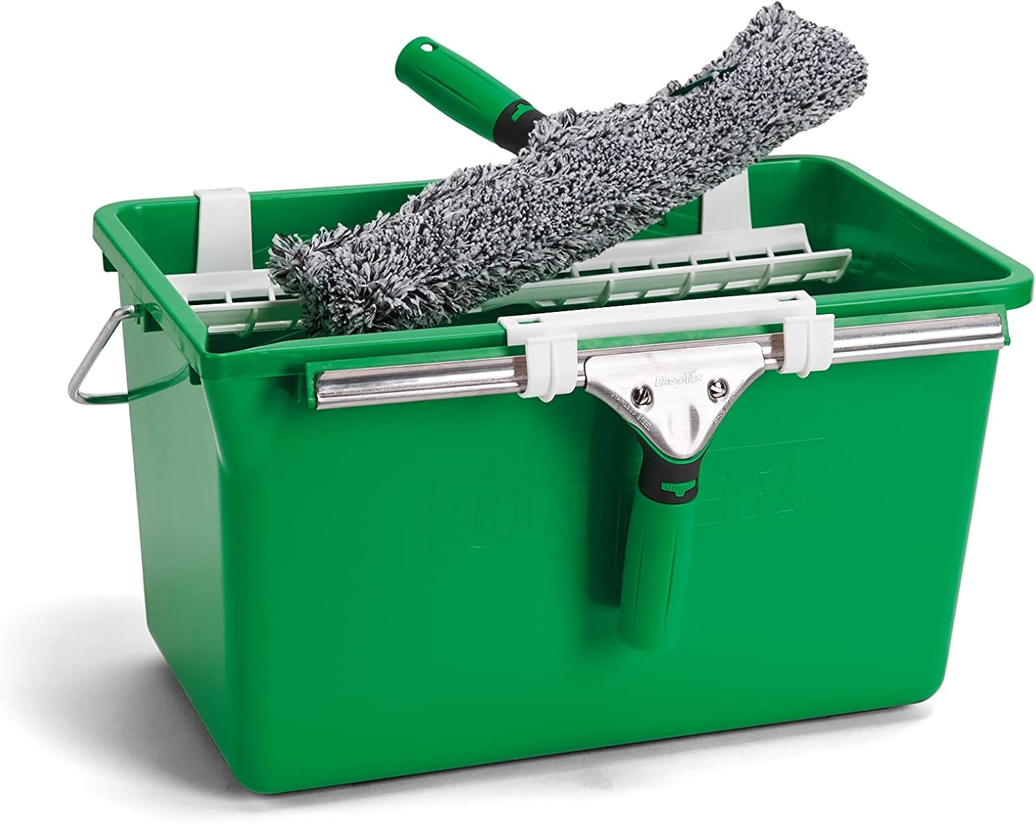 Unger AK013 Window Cleaning Kit 3-in-1 Starter Set with Squeegee, Microfibre Washer & Bucket