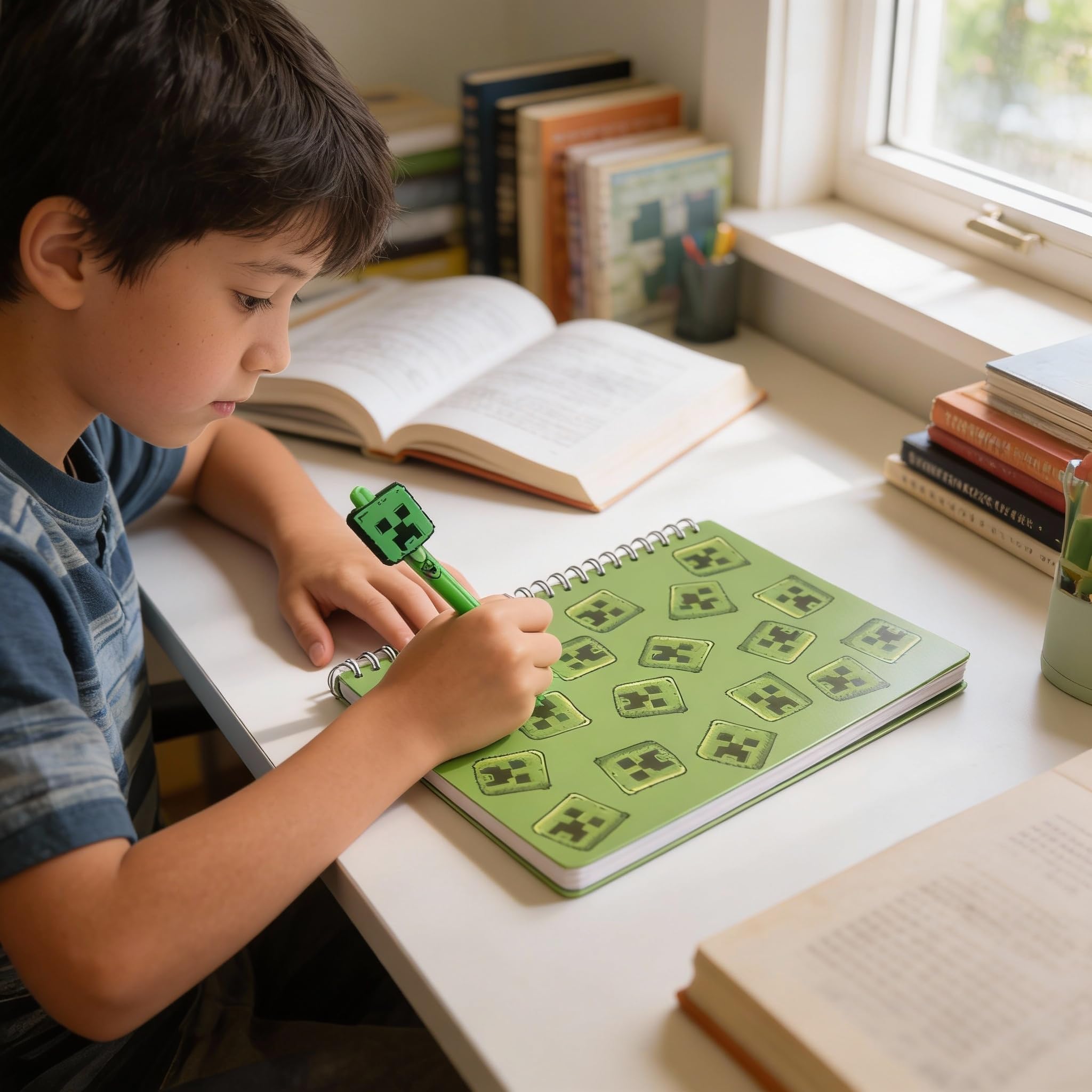 HOX Minecraft Movie Creeper Hardback Notebook & Pen Set | Green Hard Cover | A5 8