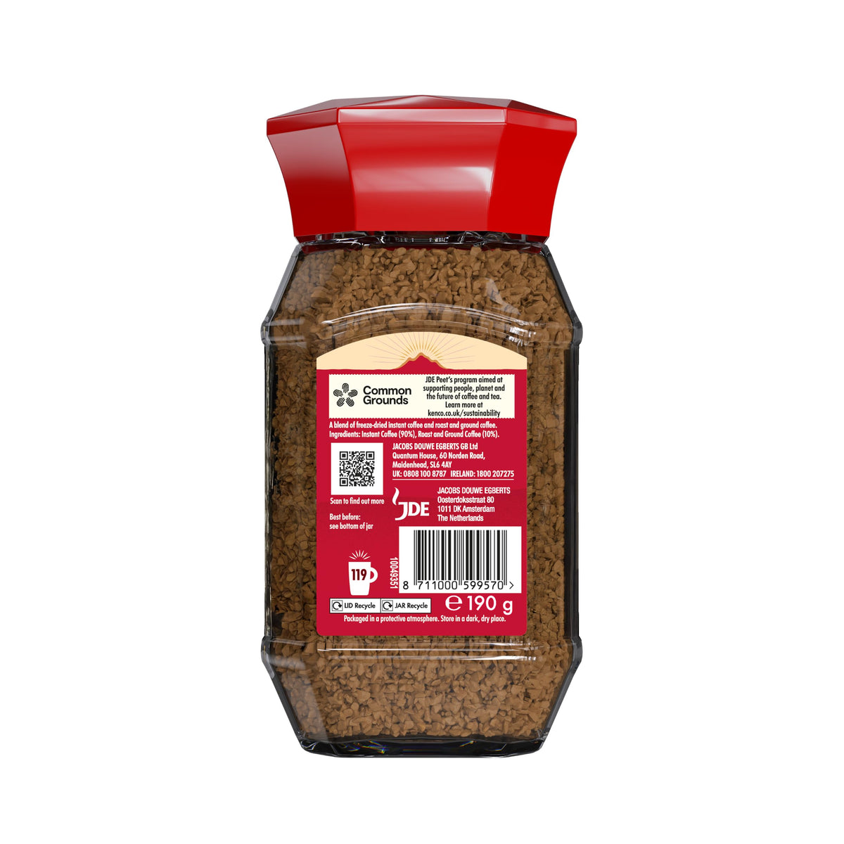 Kenco Rich Instant Coffee - Intensity 9, Full-Bodied Flavour | 190g Jar