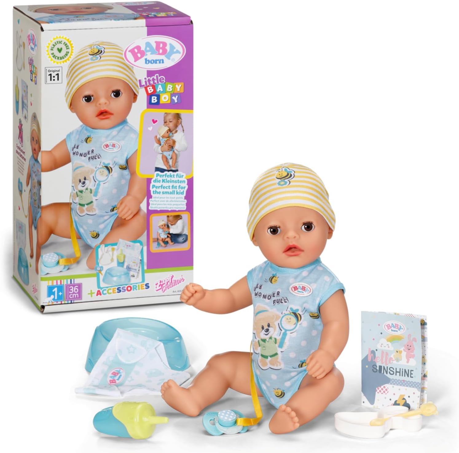 BABY born Little Magic Boy 835340 - 36cm Interactive Doll with 7 Lifelike Functions