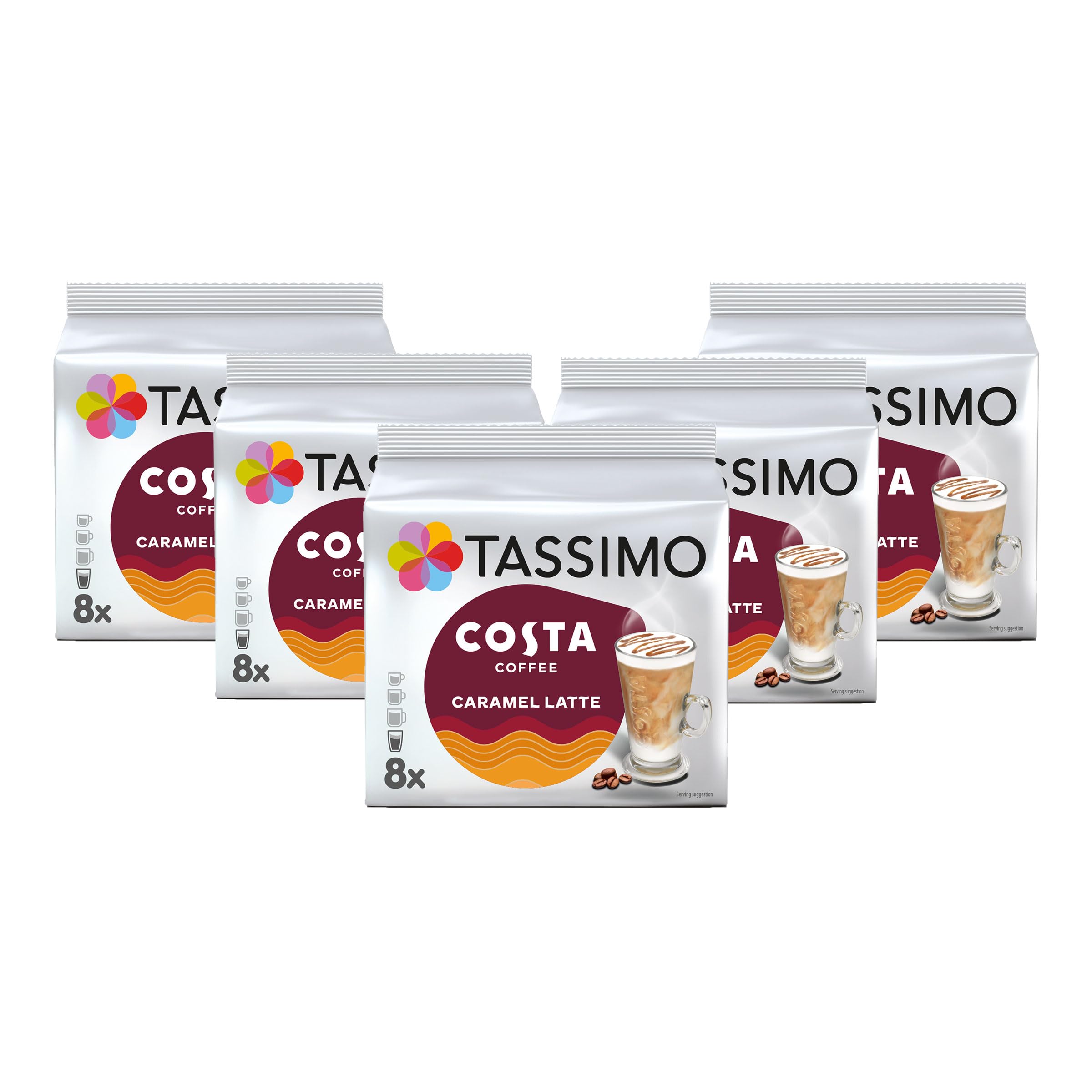 Tassimo Costa Caramel Latte Coffee Pods - Pack of 5 (40 Total Drinks)