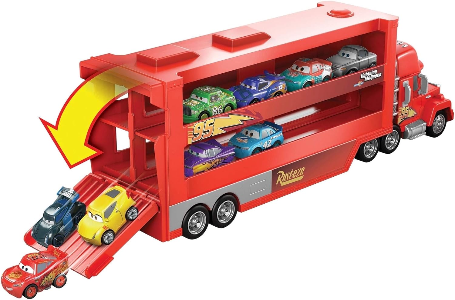 Disney and Pixar Cars Minis Transporter with Vehicle - Mack Hauler Playset for Kids 3
