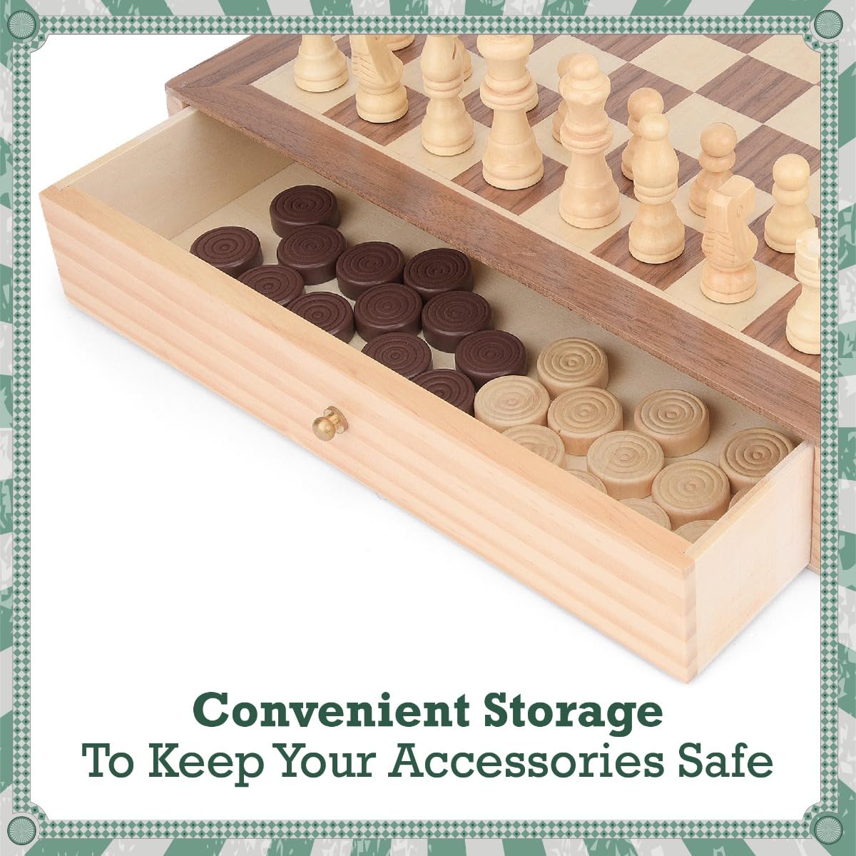 Toyrific Chess and Draughts 2-in-1 Wooden Board Game Set 11