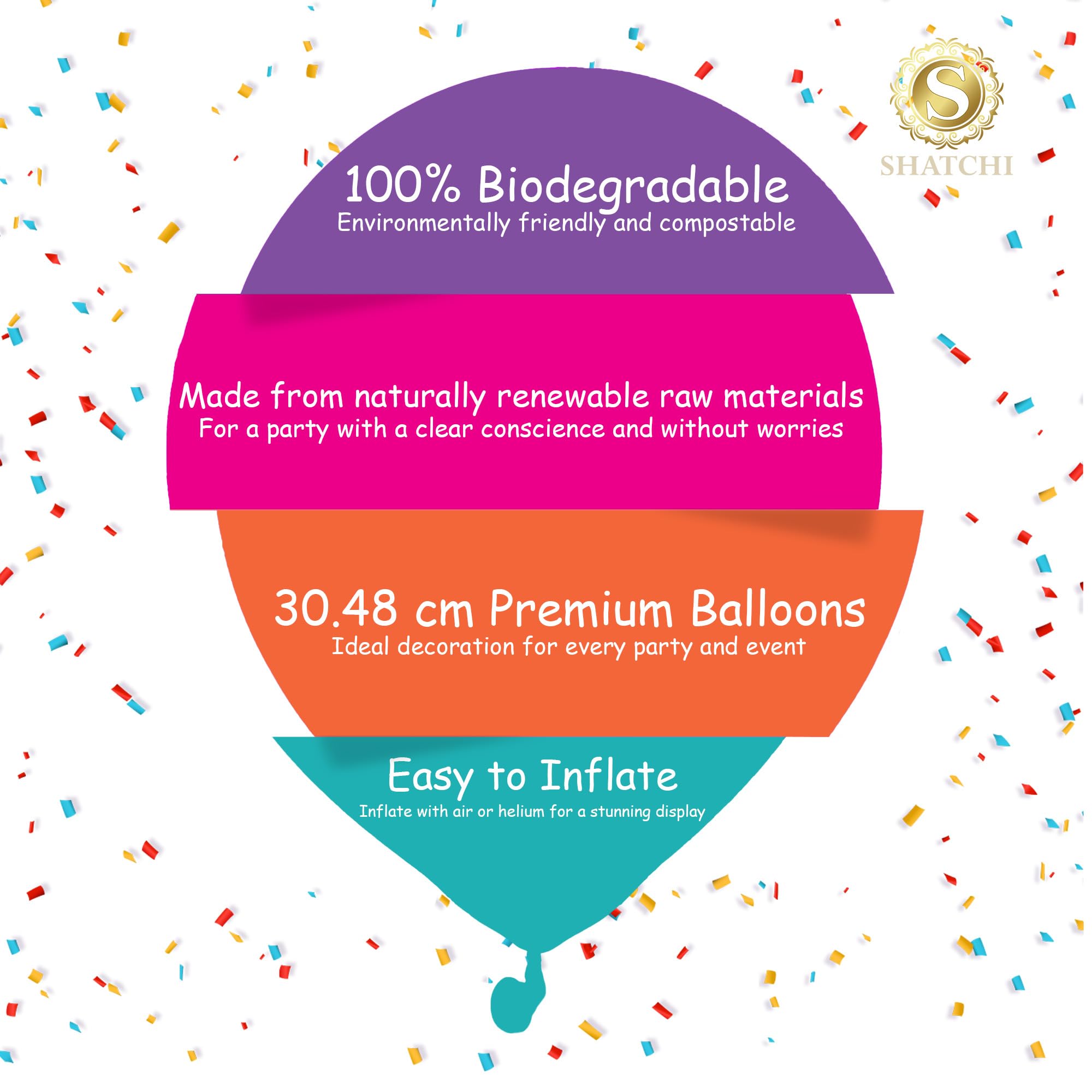 SHATCHI Rainbow Balloons 50 Pack - 12 Inch Metallic Latex Party Decorations 8