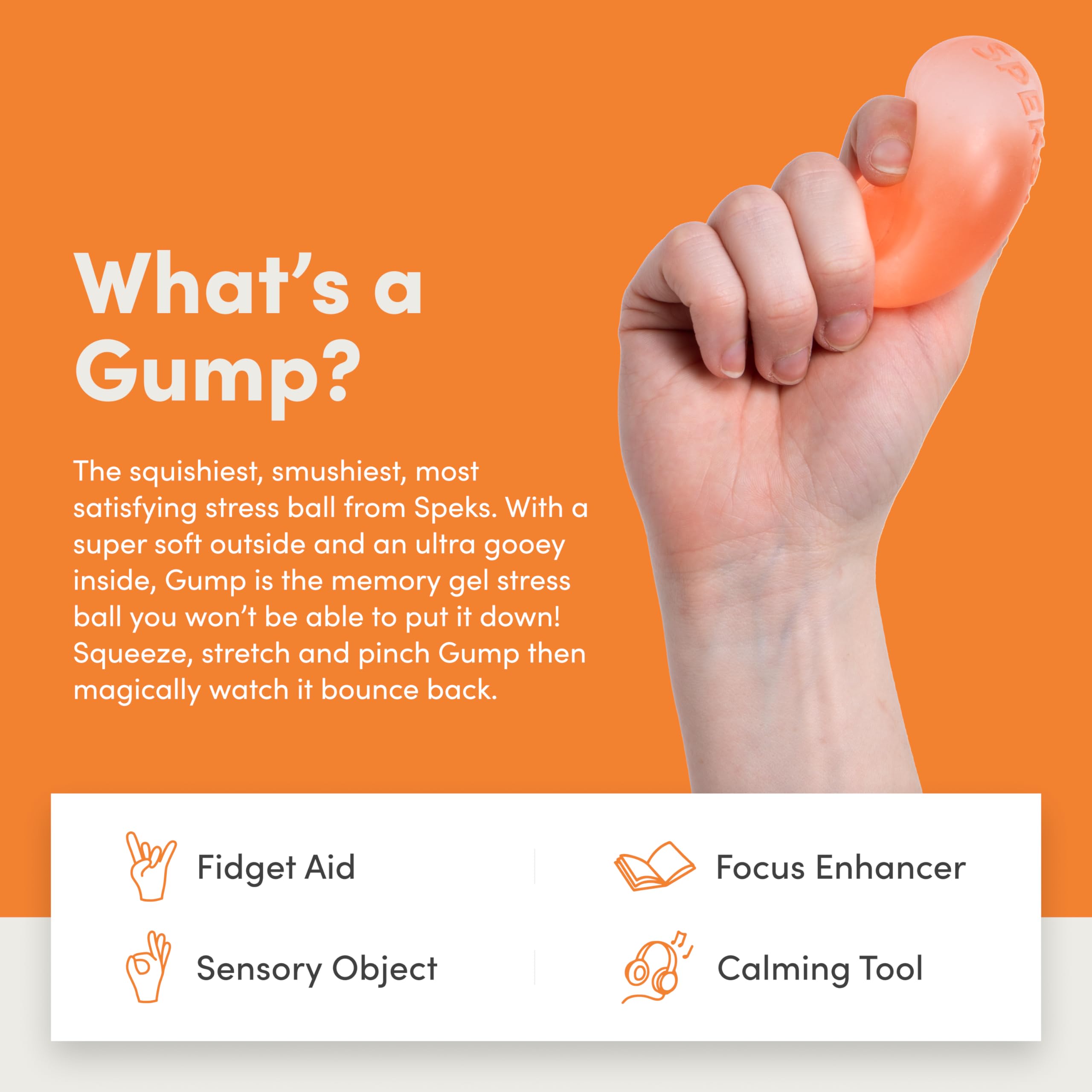 Speks Gump Stress Balls - Silky Soft Memory Gel Squishy Fidget Toy for Adults and Teens 14+ | Reef 5