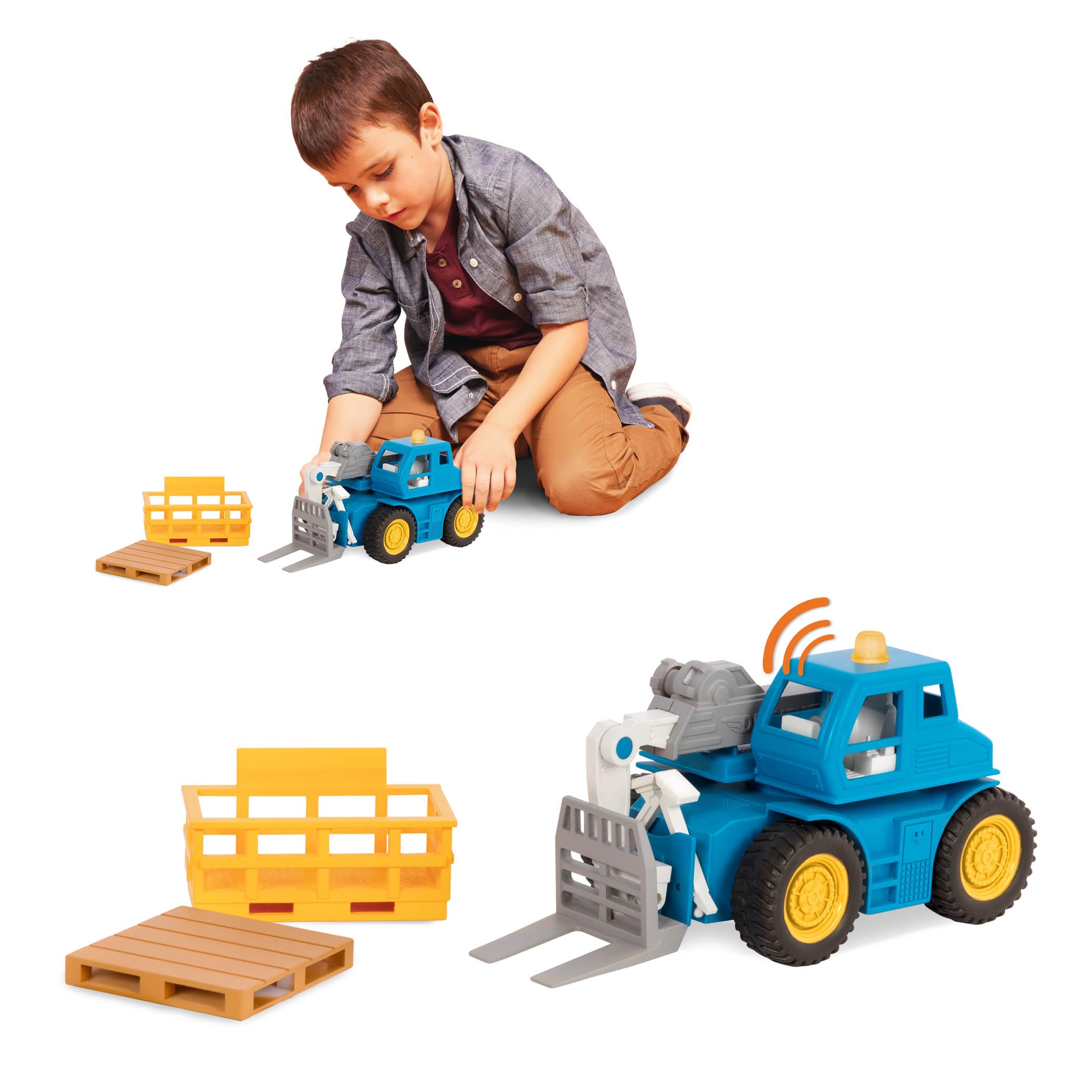 Driven by Battat Micro Telehandler - Toy Crane Truck with Extendable Arm, Lights & Sound