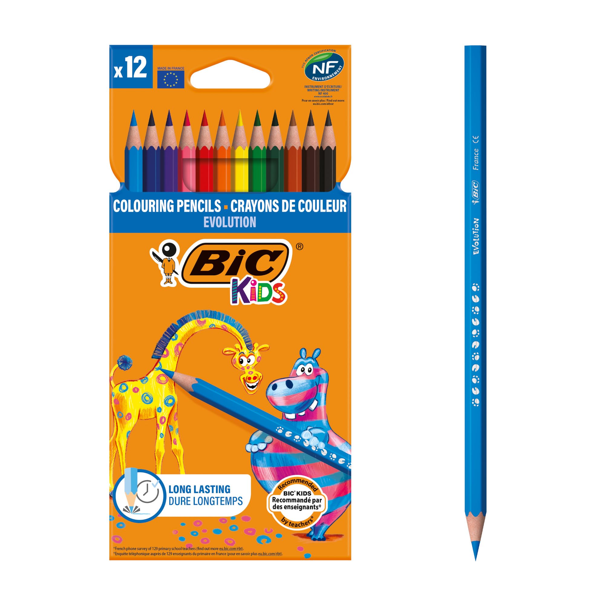 BIC Kids Evolution Vivid Colouring Pencils - Wood-Free, Durable Art Supplies for Kids 5+