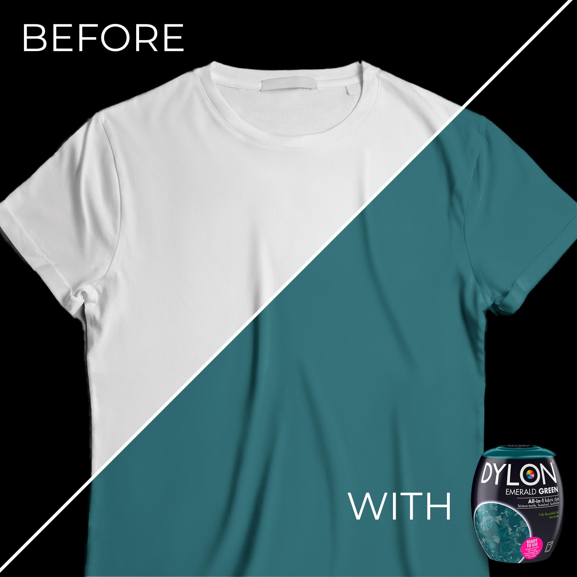 Dylon - Washing Machine Fabric Dye Pod for Clothes & Soft Furnishings, 350g – Emerald Green 7