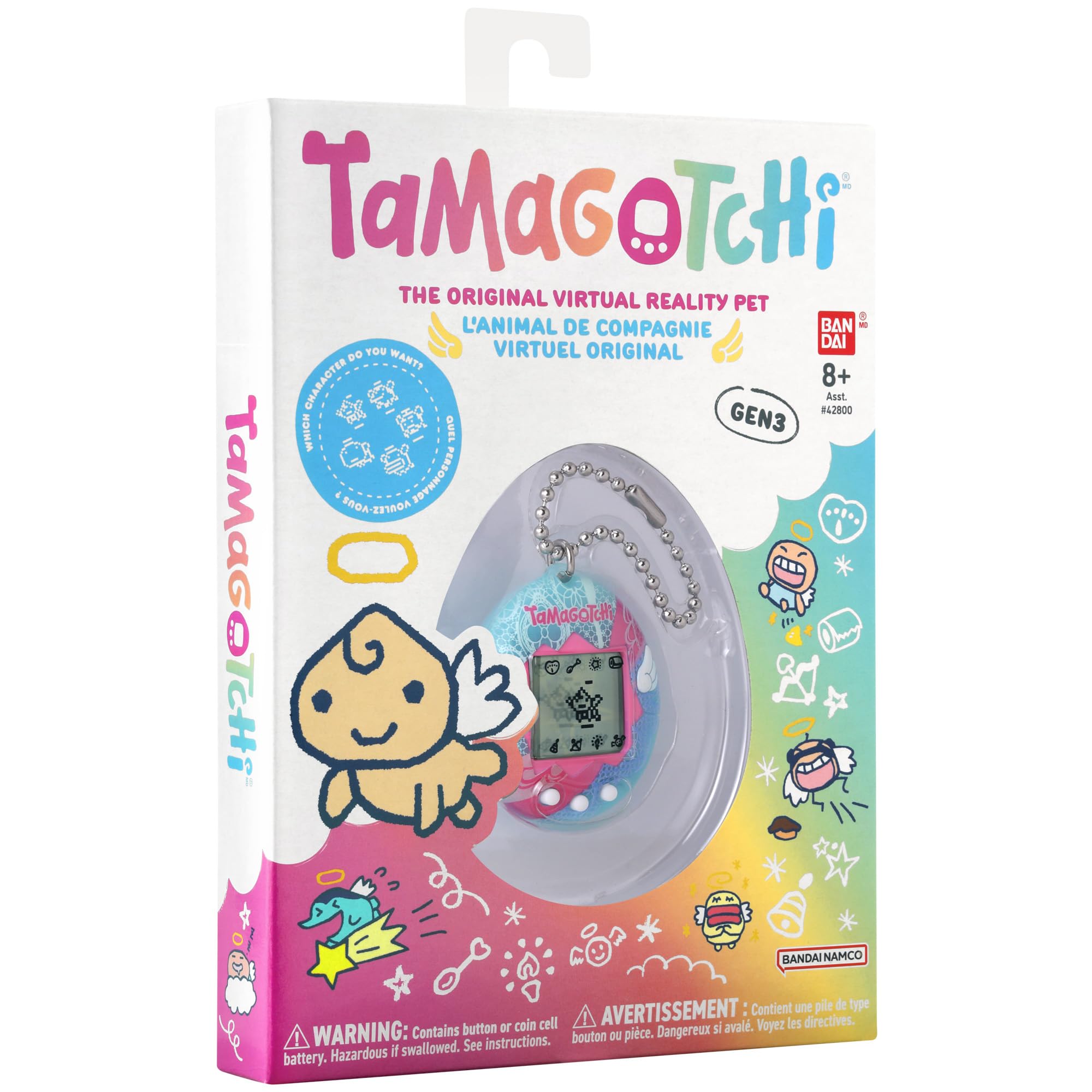 Tamagotchi Original Angel Lace Digital Pet - Electronic Virtual Pet Toy for Kids 8+
