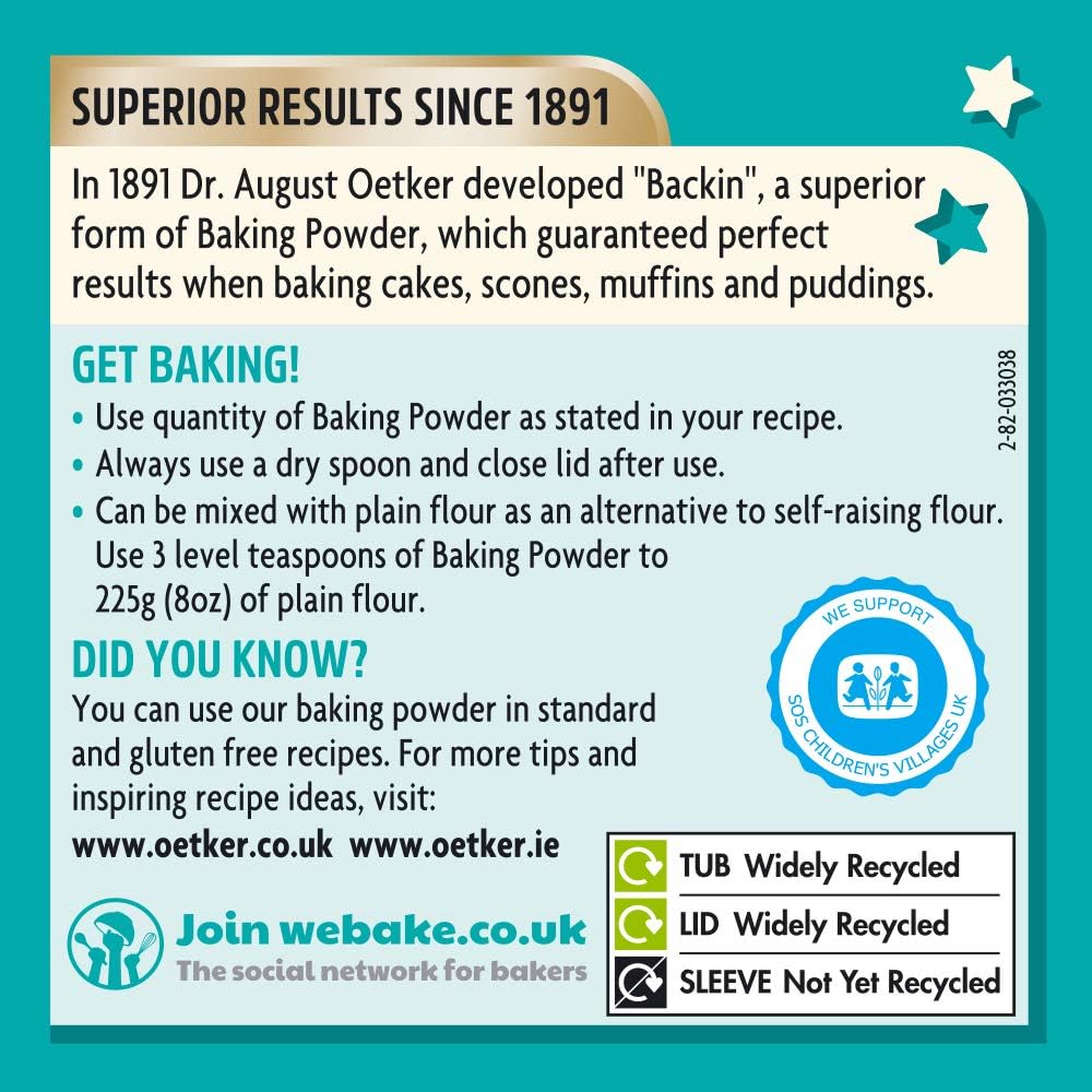 Dr. Oetker Gluten Free Baking Powder - Pack of 4 x 170g 5
