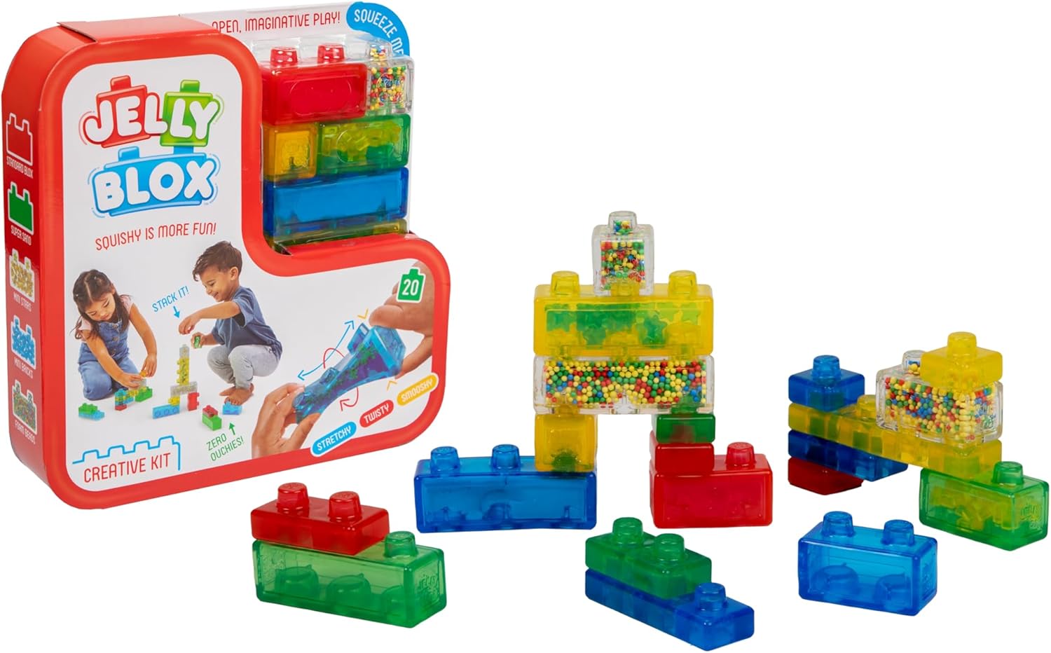 Jelly Blox Creative Kit - Squishy Building Blocks for Toddlers 2+